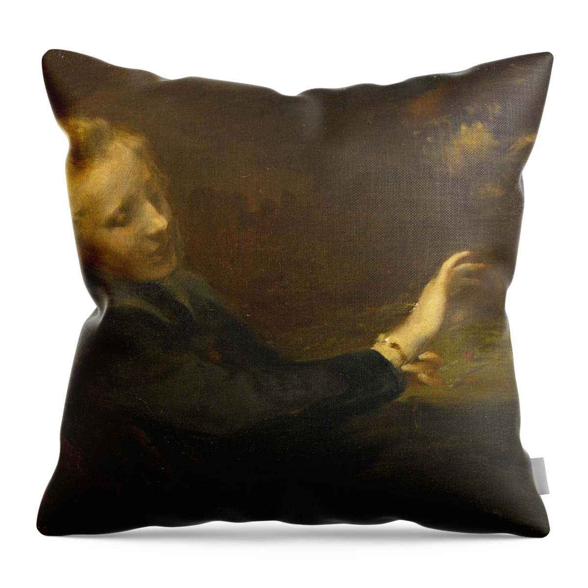 Eugene Carriere Throw Pillow featuring the painting The New Wristwatch by Eugene Carriere