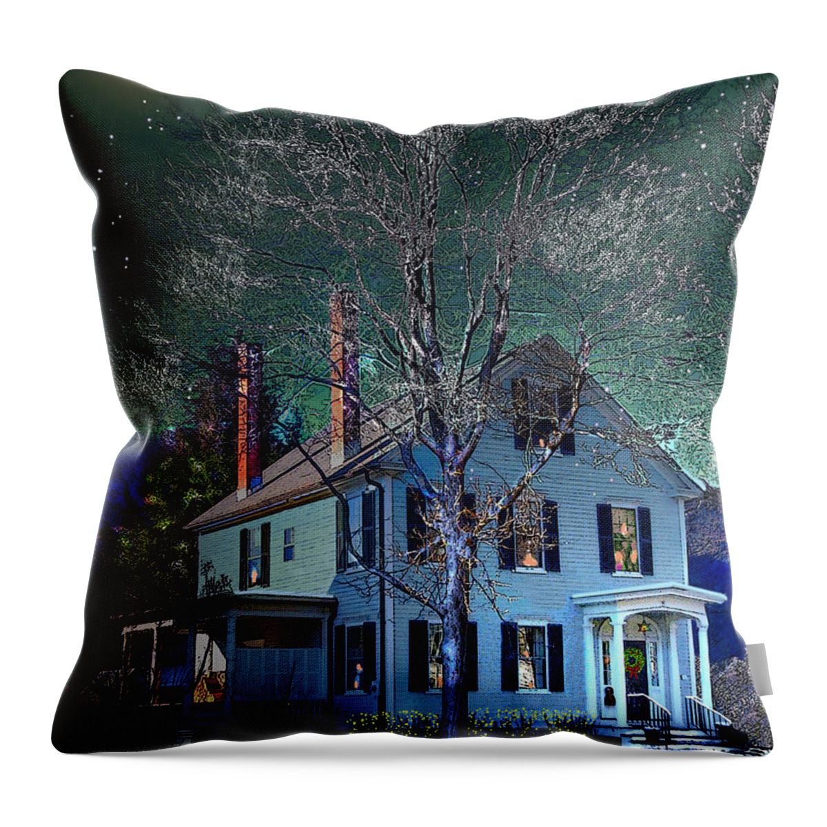 Vermont Throw Pillow featuring the digital art The Noble House by Nancy Griswold