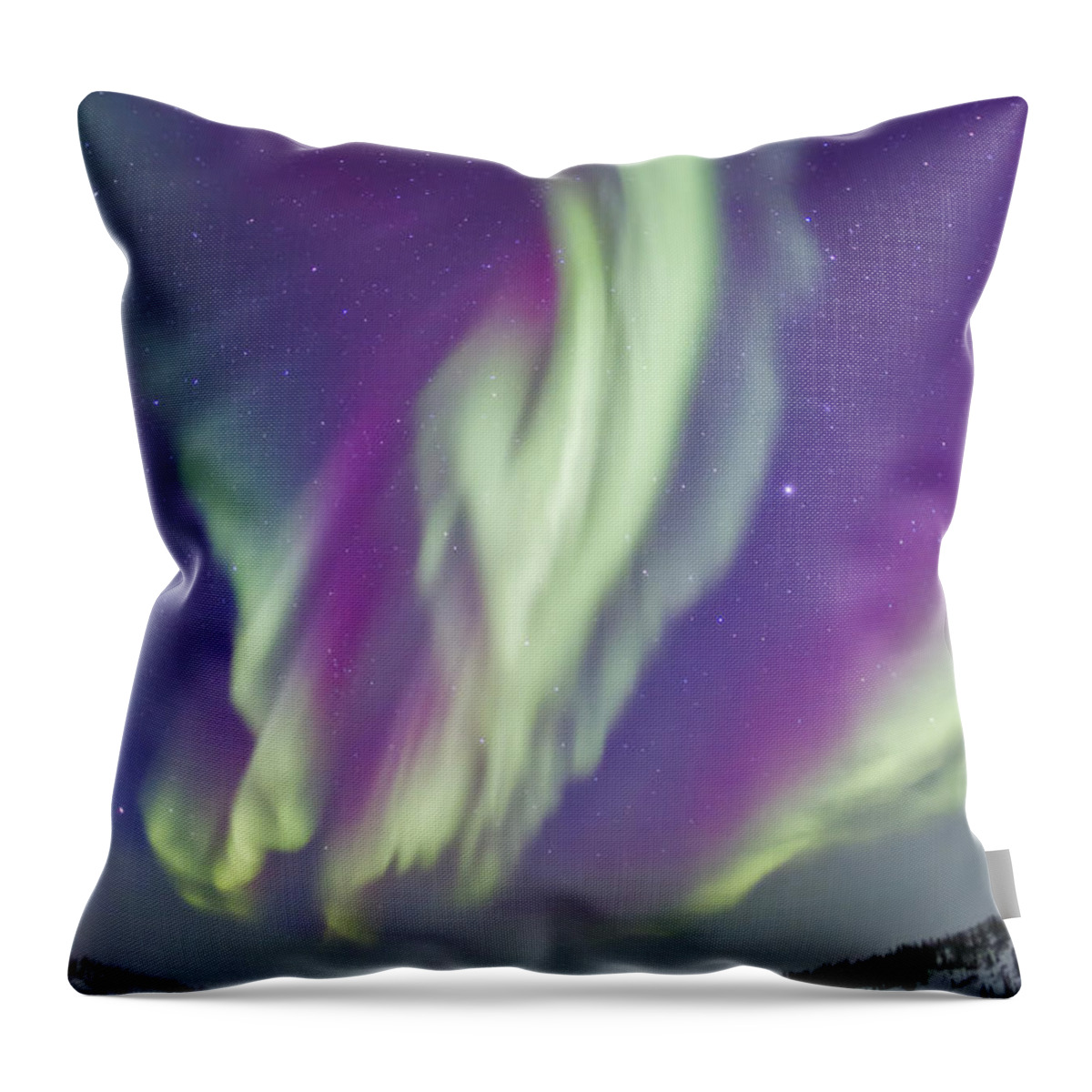 Aurora Throw Pillow featuring the photograph The Northern Lights In Churchill by Alan Dyer