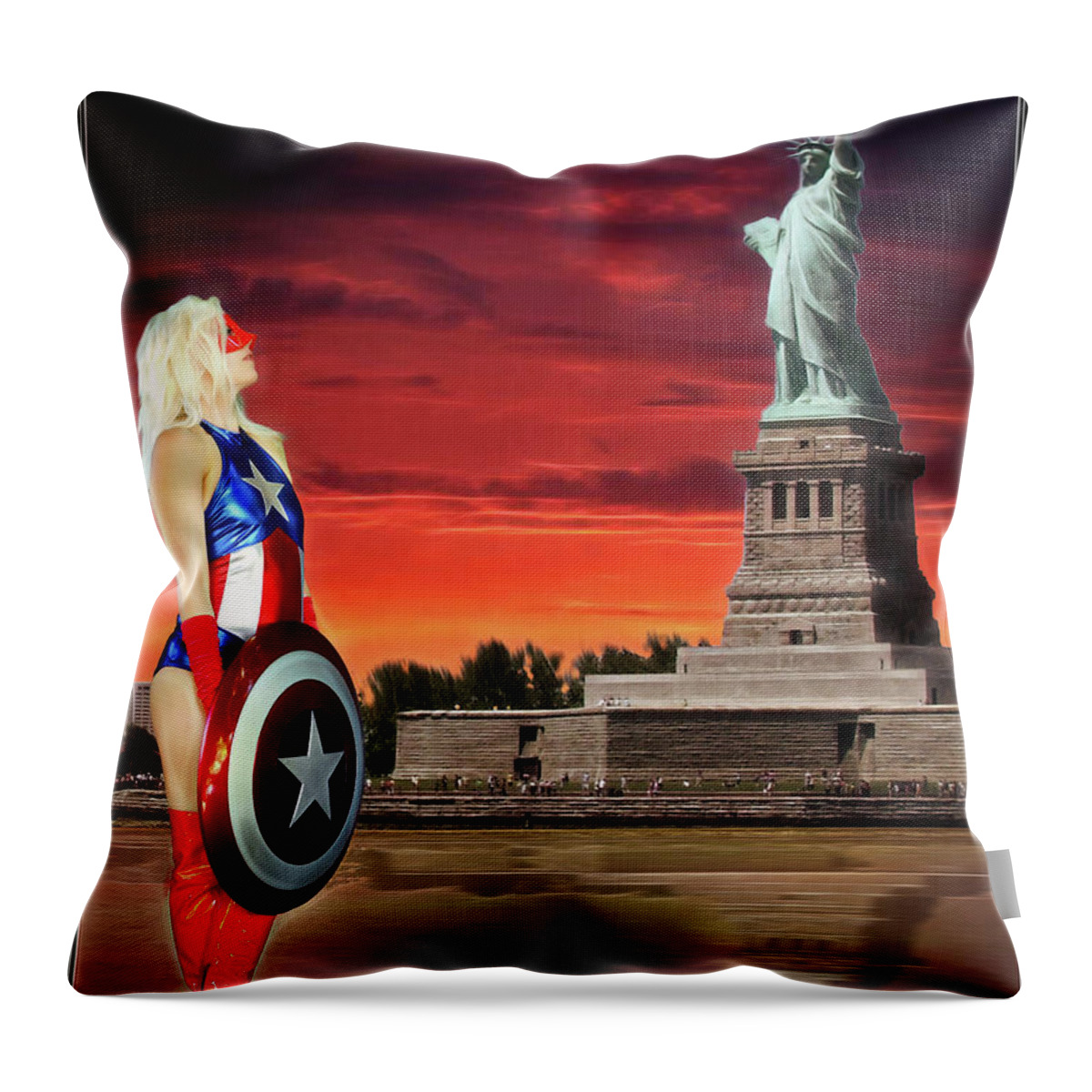 Captain America Throw Pillow featuring the photograph Shield of Liberty by Jon Volden