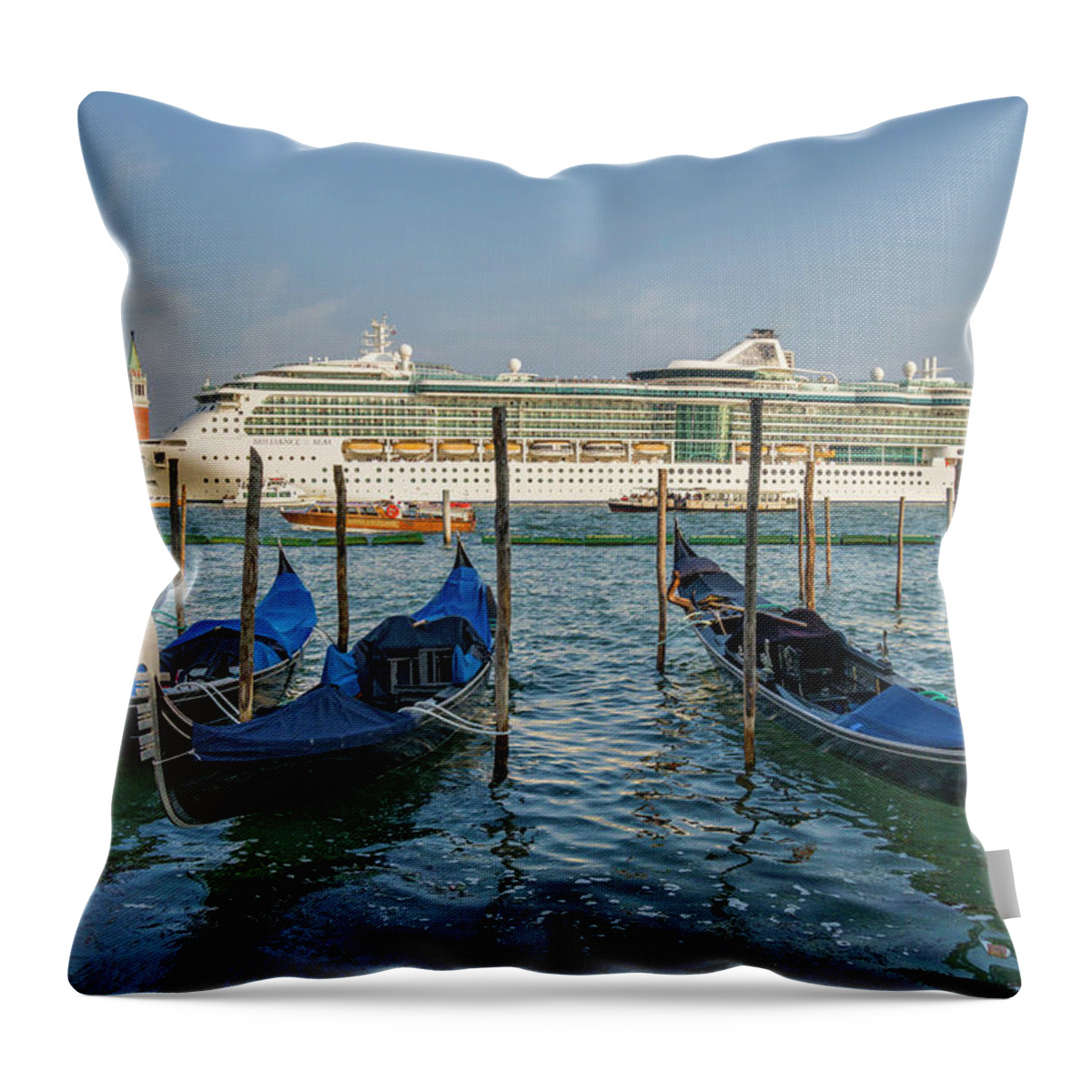 Italy Throw Pillow featuring the photograph The Old and the New in Venice by Alan Toepfer