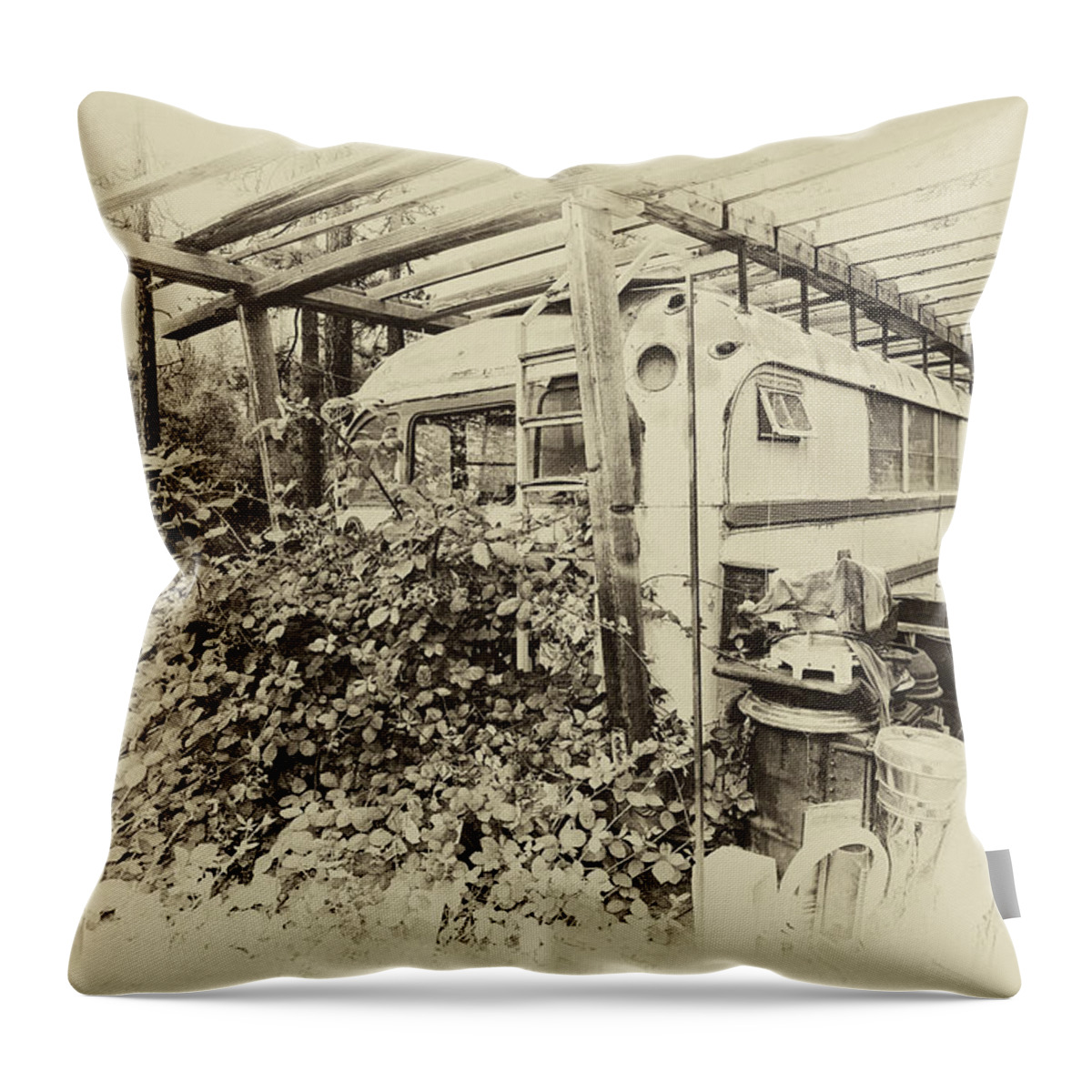 Bus Throw Pillow featuring the photograph The Old Bus by Tom Kelly