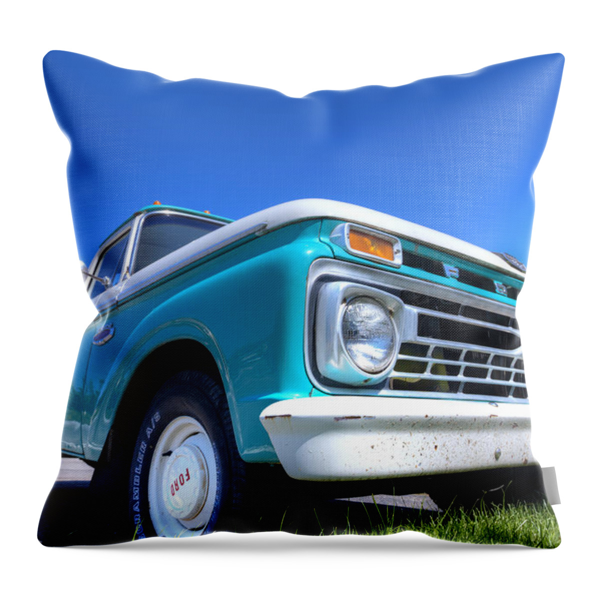 1964 Food Pick Up Truck Throw Pillow featuring the photograph The Old Ford by Steve Gravano