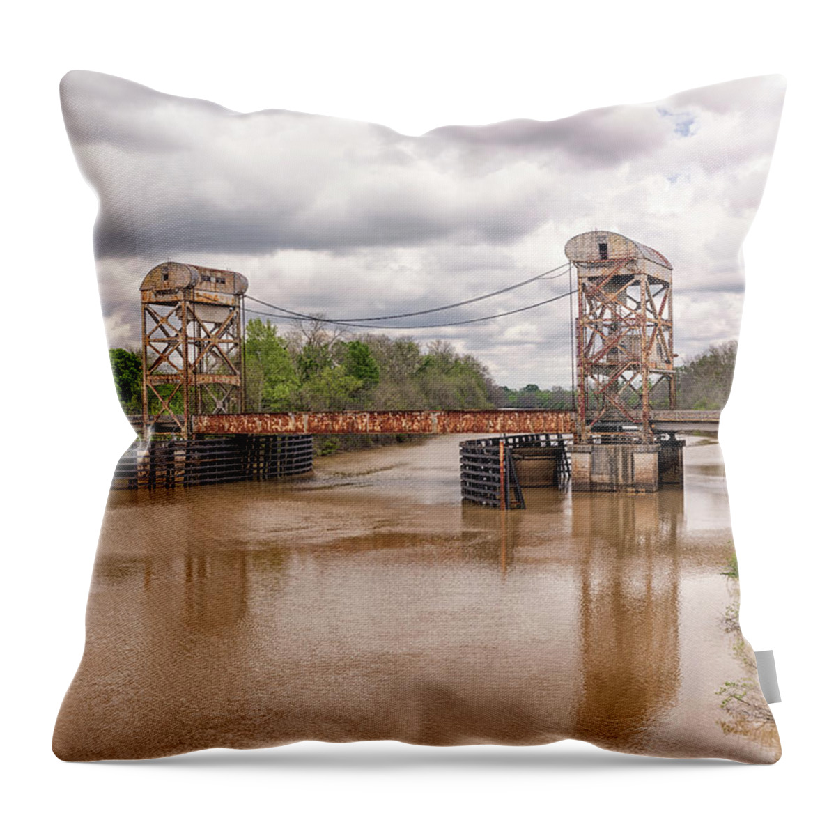 Clayton Louisiana Throw Pillow featuring the photograph The Old LIft Bridge by Victor Culpepper