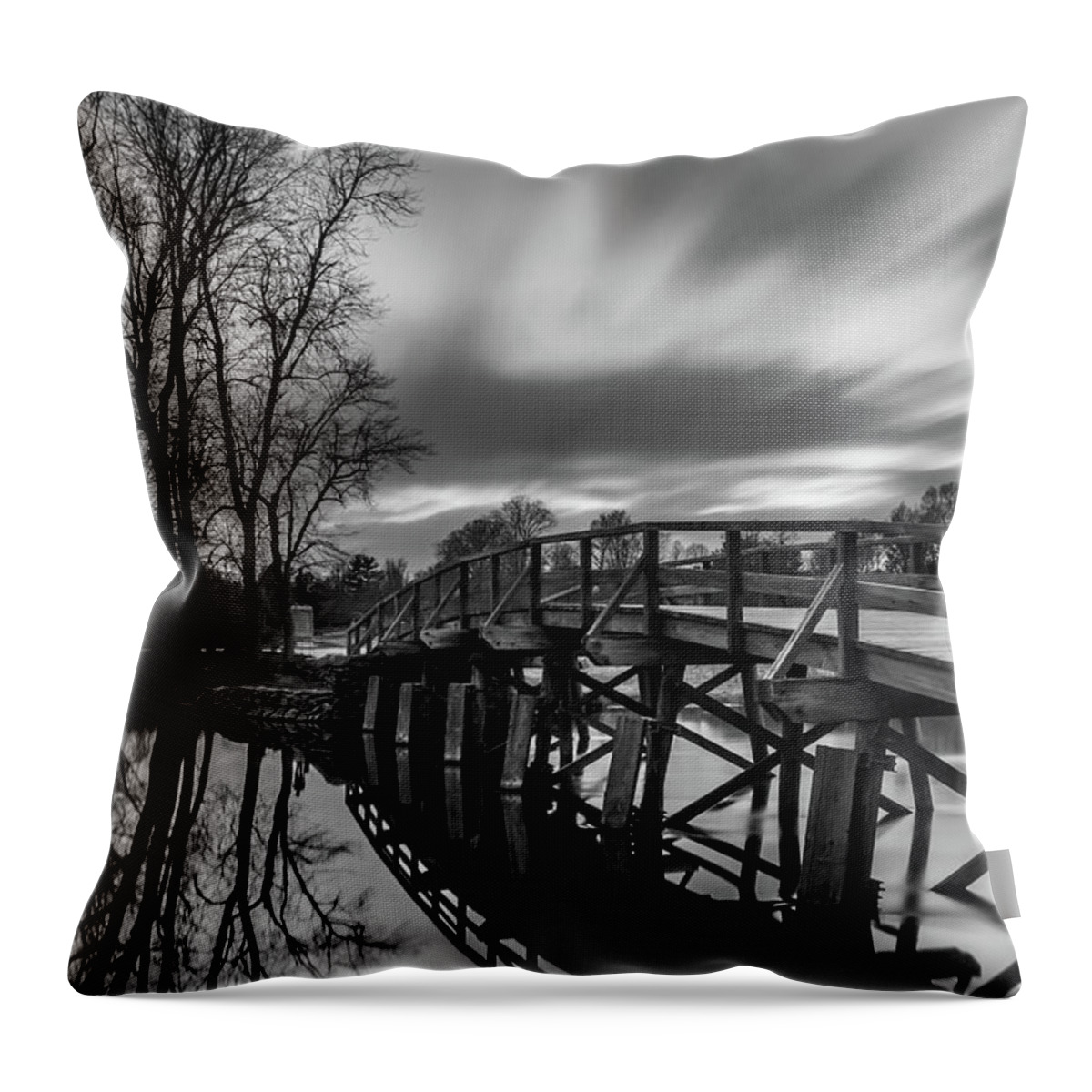 Old North Bridge Throw Pillow featuring the photograph The Old North Bridge by Kristen Wilkinson