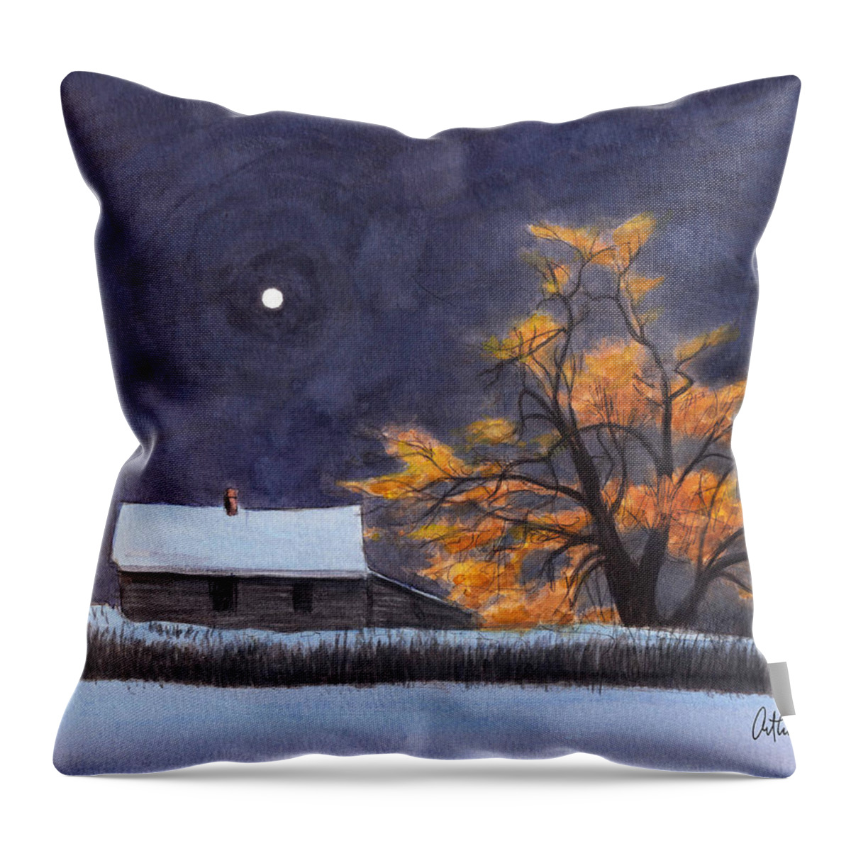 Landscape Throw Pillow featuring the painting The Old Willow by Arthur Barnes