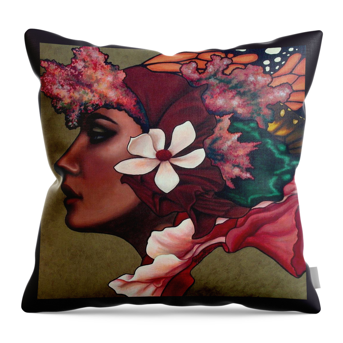 Woman Throw Pillow featuring the painting The Oracle by Helena Rose