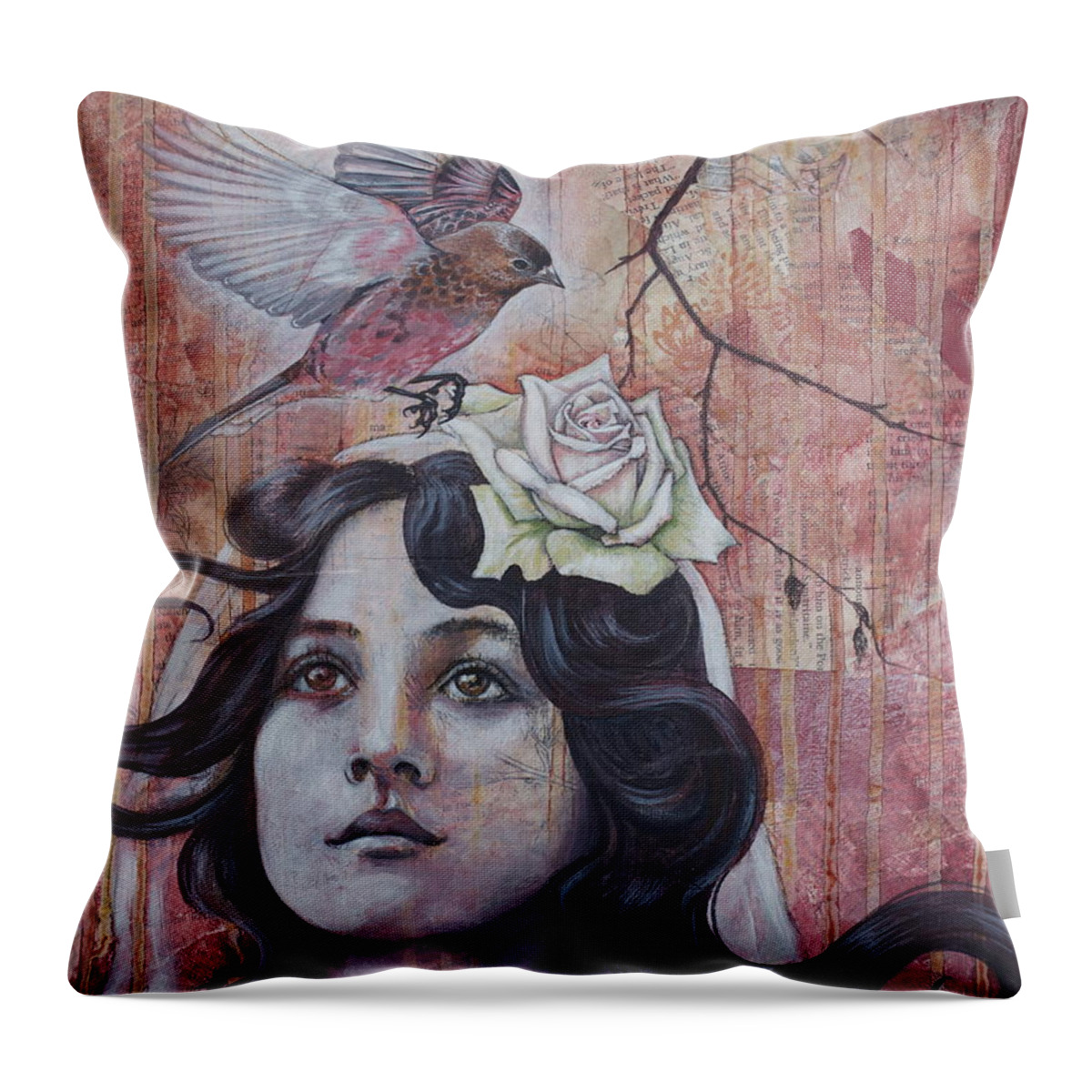 Oracle Throw Pillow featuring the mixed media The Oracle by Sheri Howe