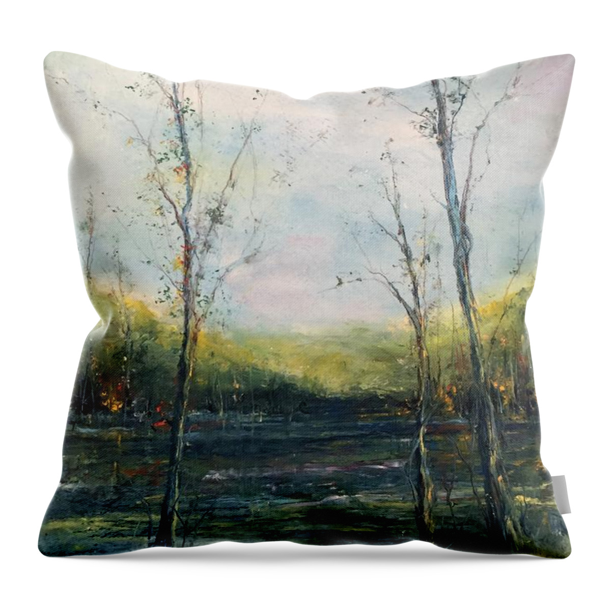 The Mighty Ouachita Throw Pillow featuring the painting The Ouachita by Robin Miller-Bookhout