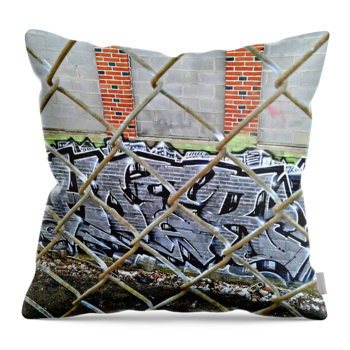Graffiti Artists Throw Pillow featuring the painting The Overpass by Anitra Handley-Boyt