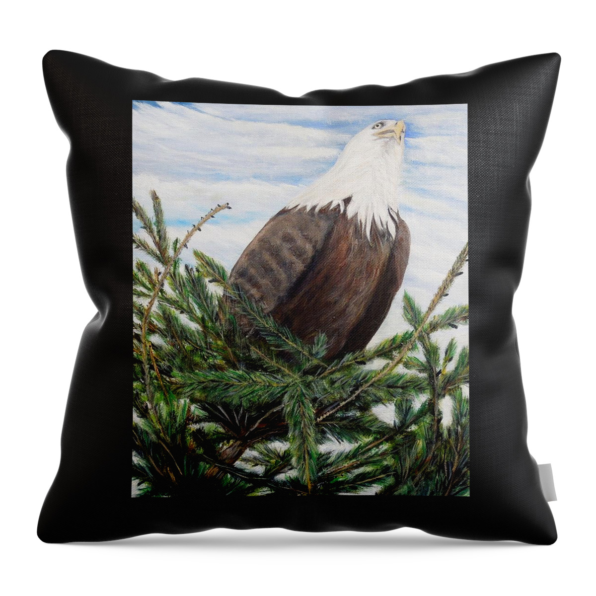 Eagle Throw Pillow featuring the painting The Oversee'er by Marilyn McNish