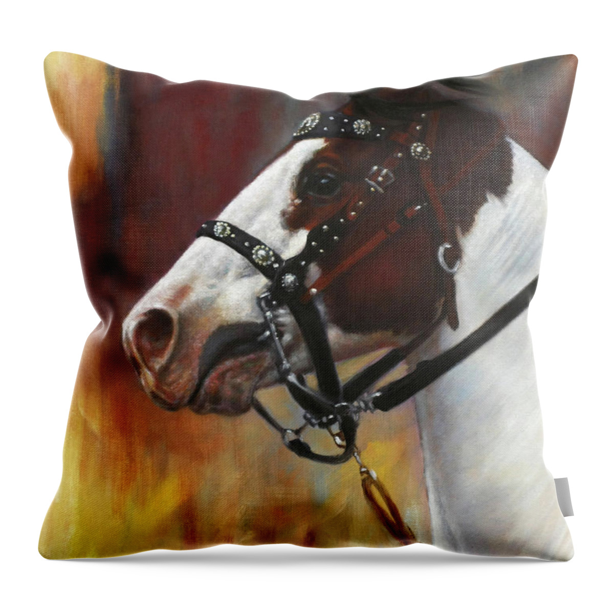 Horses Throw Pillow featuring the painting The Paint by Harvie Brown