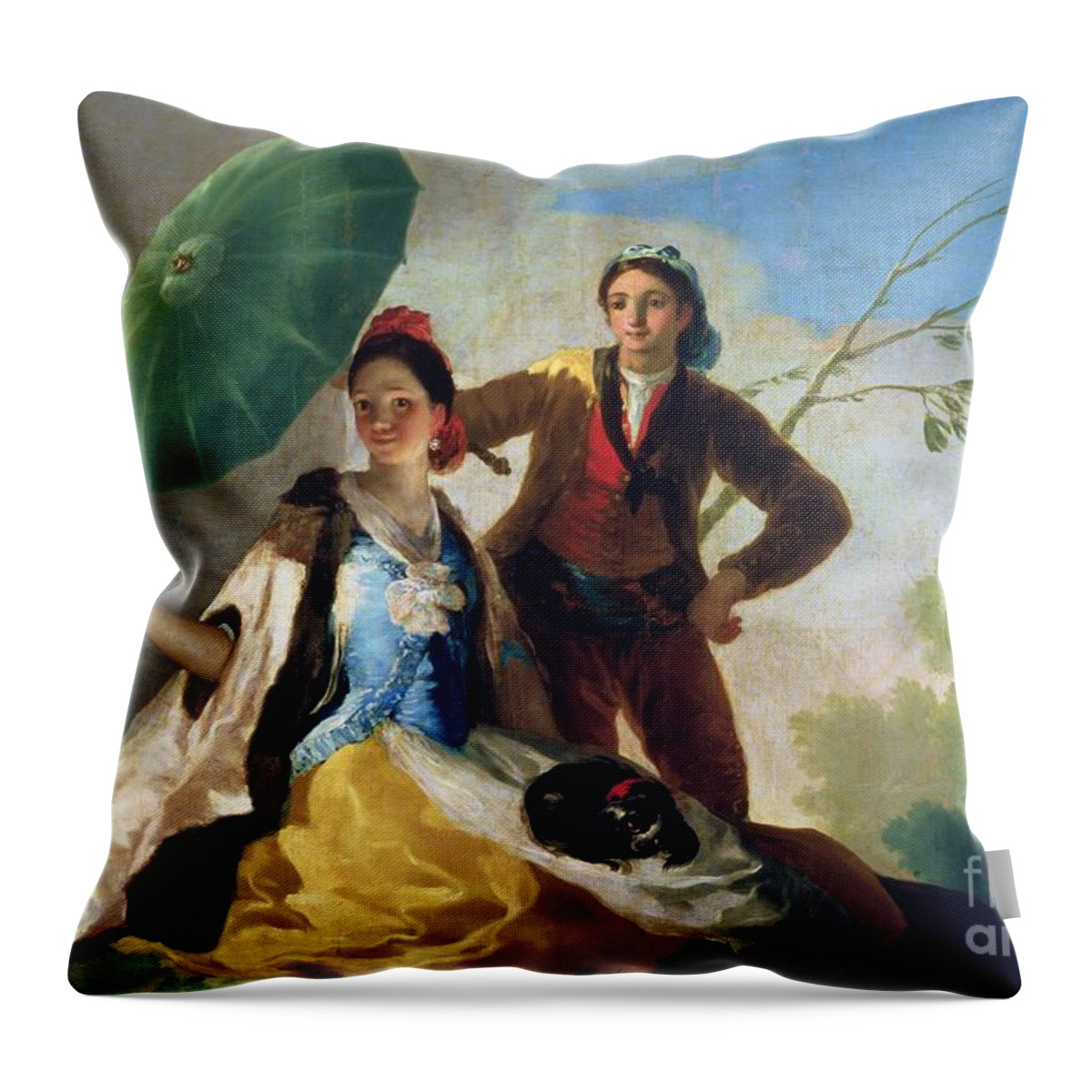 Parasol Goya Throw Pillow featuring the painting The Parasol by Goya by Goya