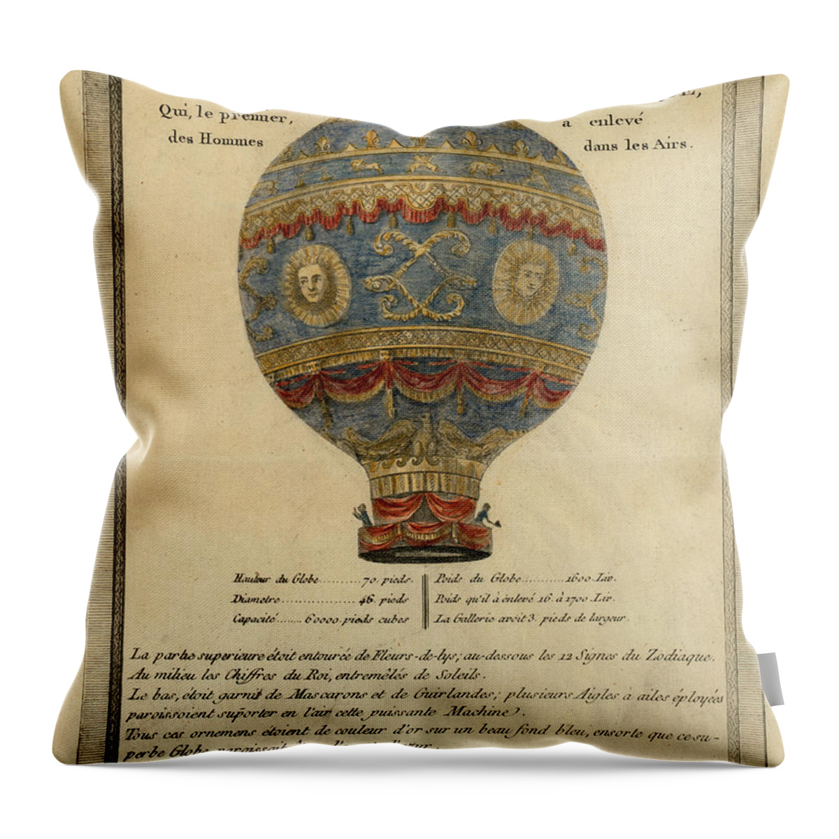  Throw Pillow featuring the drawing The Paris Ascent by Vintage Pix