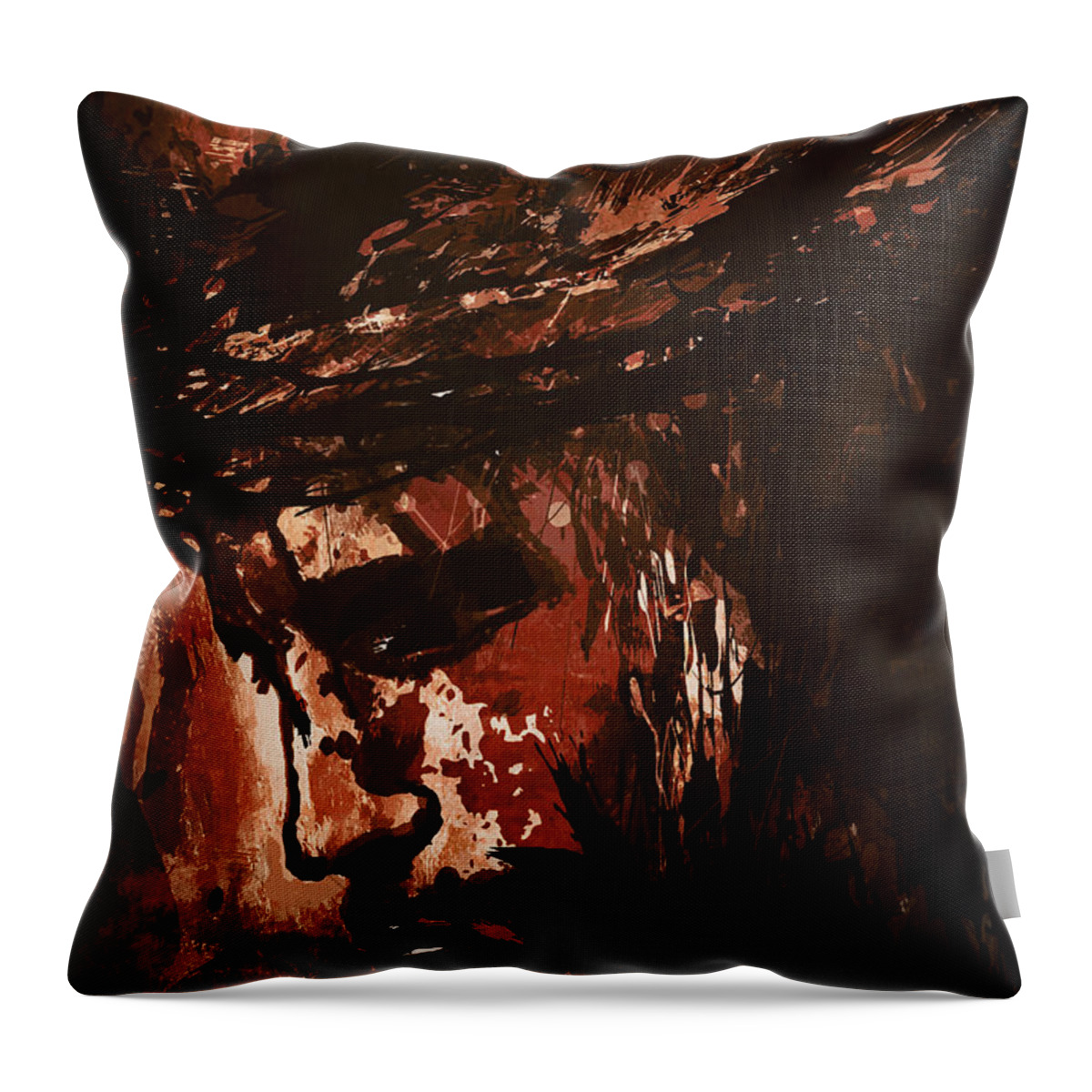 Catholic Throw Pillow featuring the painting The Passion by Andrzej Szczerski