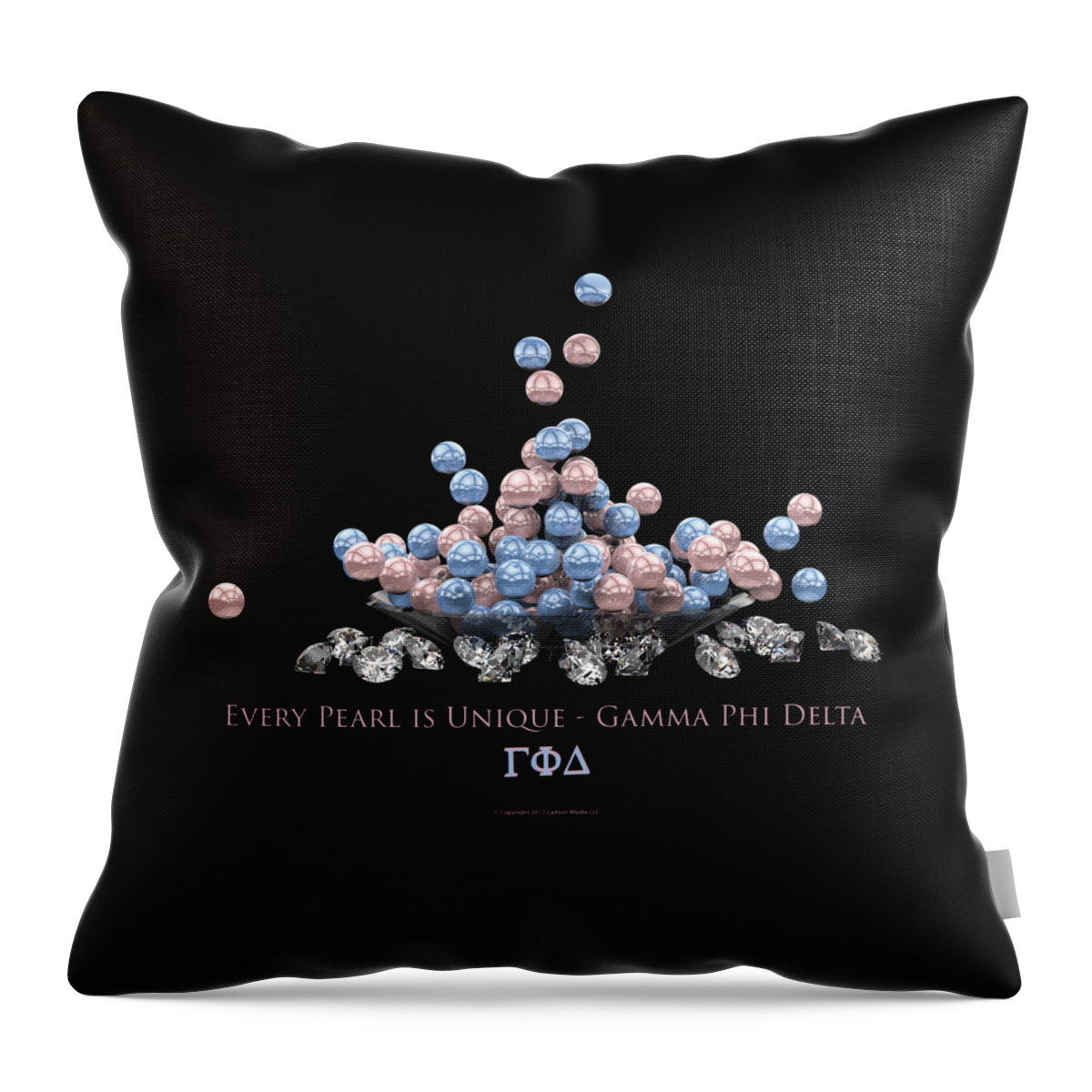 Gamma Phi Delta Pearls Throw Pillow featuring the digital art The Pearls of Gamma Phi Delta by William Ladson