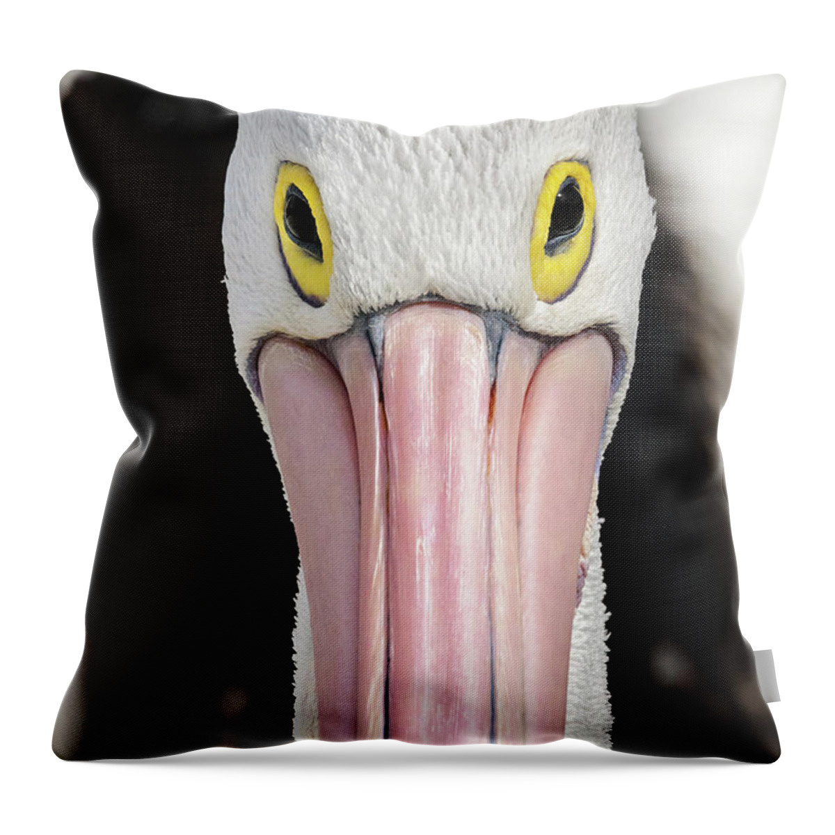 Bird Throw Pillow featuring the photograph The Pelican Stare by Werner Padarin