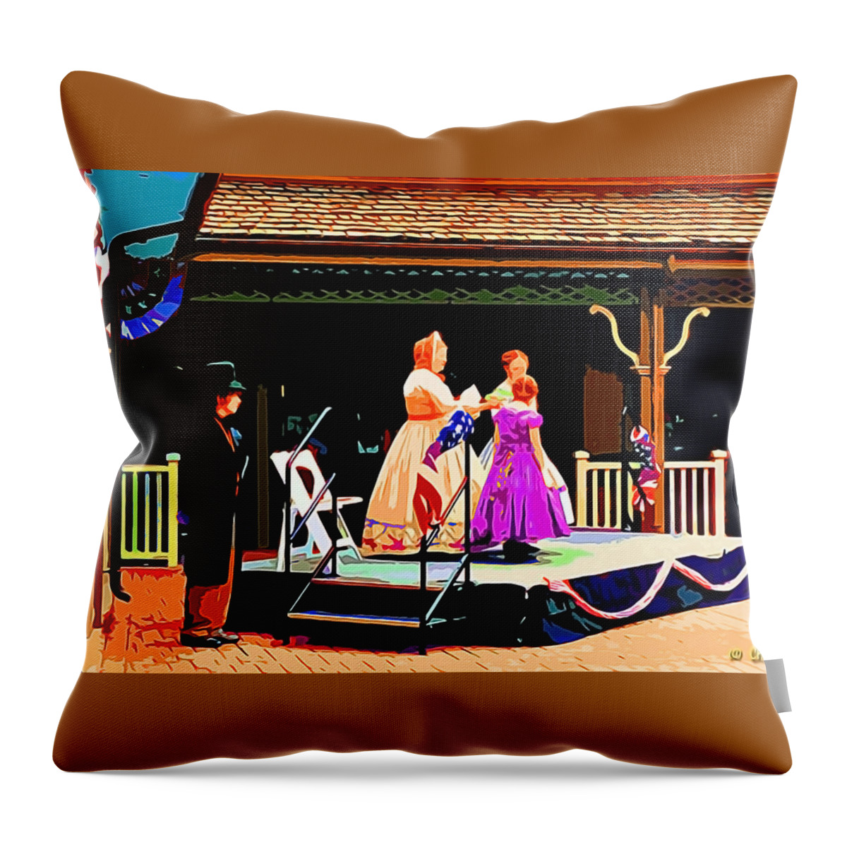 History Throw Pillow featuring the painting The Performers by CHAZ Daugherty