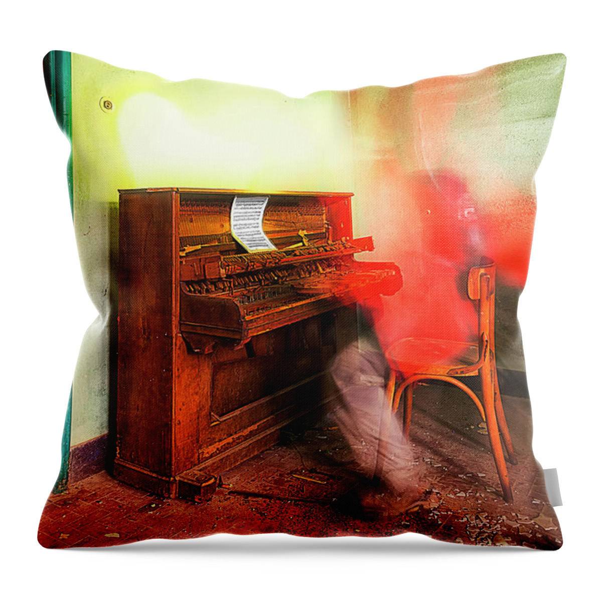 Musica Throw Pillow featuring the photograph The Piano Player by Enrico Pelos