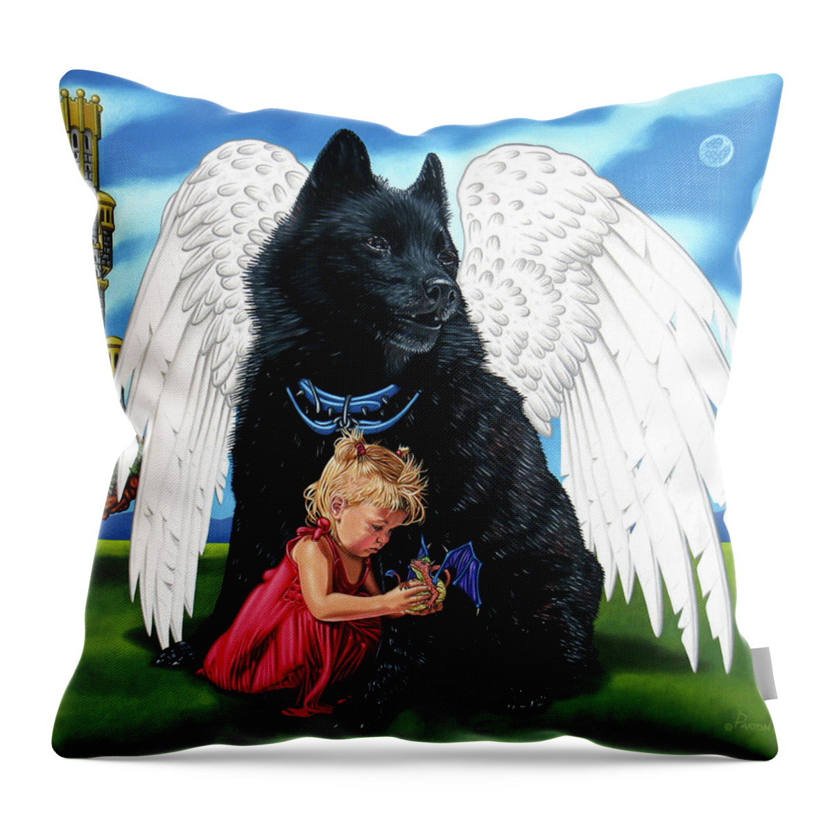  Throw Pillow featuring the painting The Playmate by Paxton Mobley