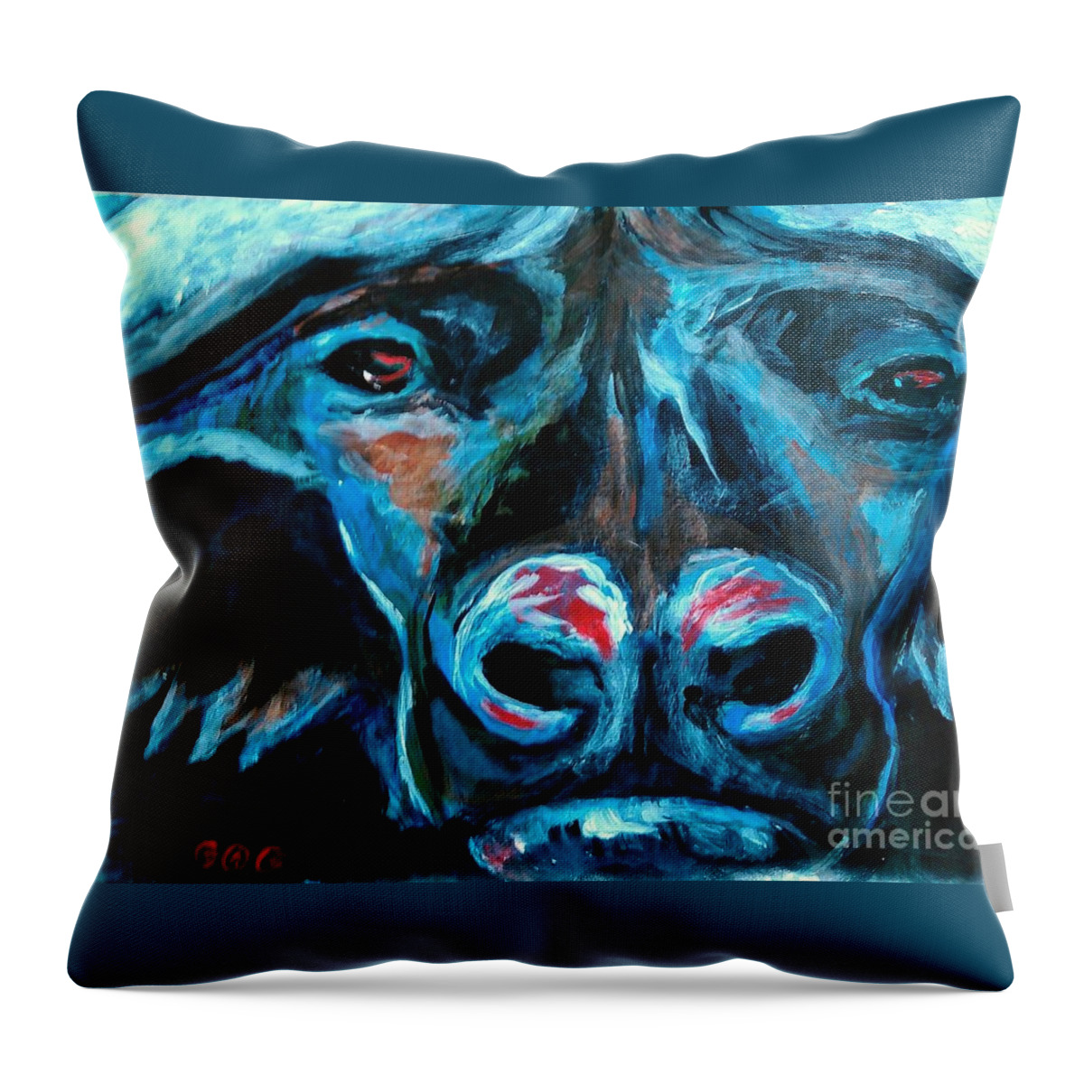 Buffaloes Throw Pillow featuring the painting The Poaching Stops Now by George I Perez