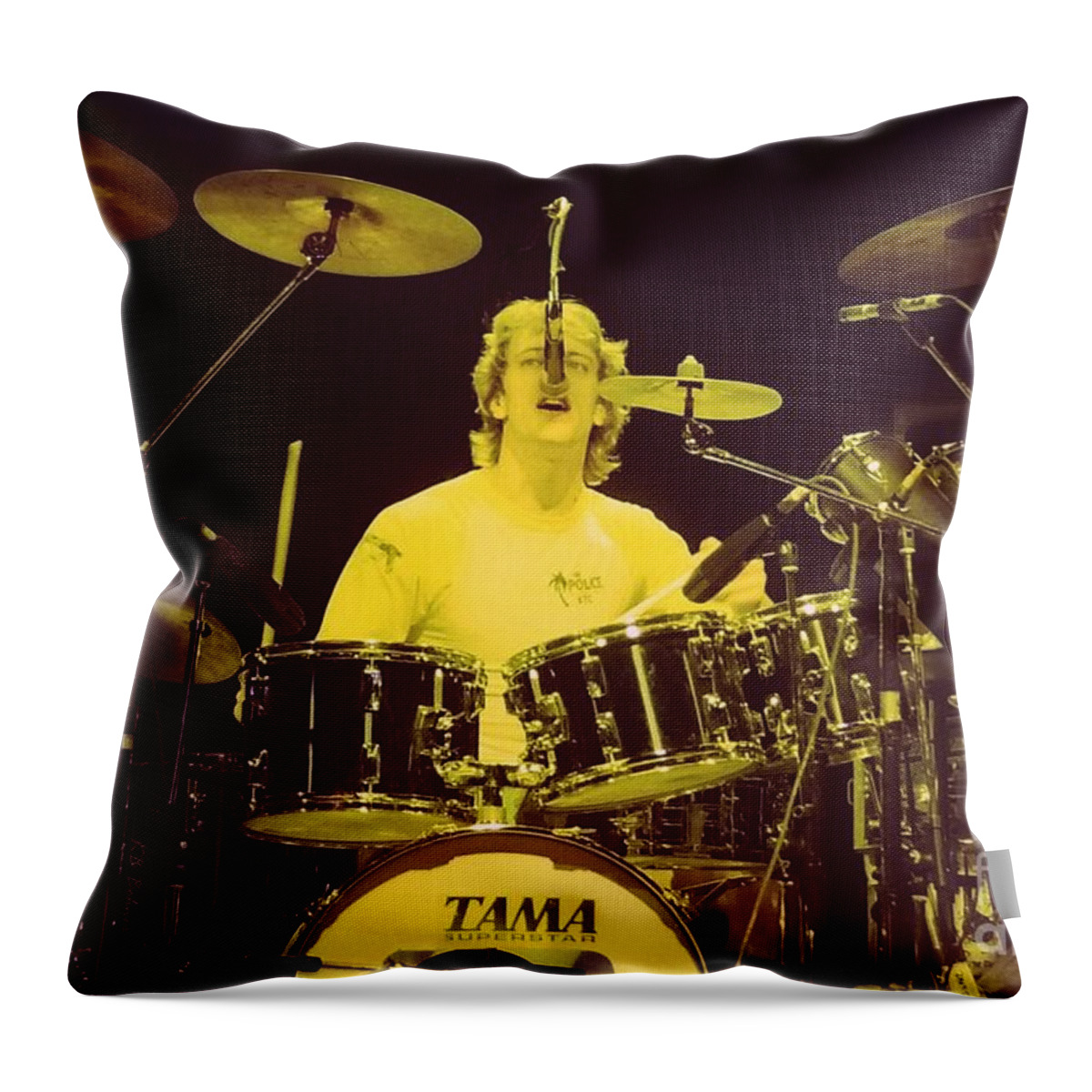 Stewart Copeland Throw Pillow featuring the photograph The Police 1 by Kevin B Bohner