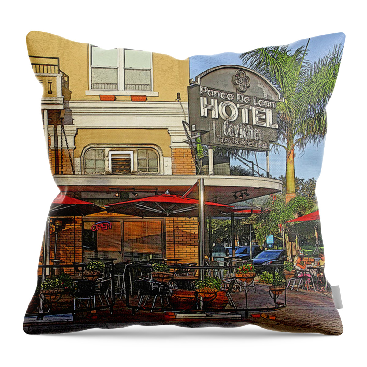 Ponce De Leon Hotel Throw Pillow featuring the photograph The Ponce De Leon Hotel by HH Photography of Florida