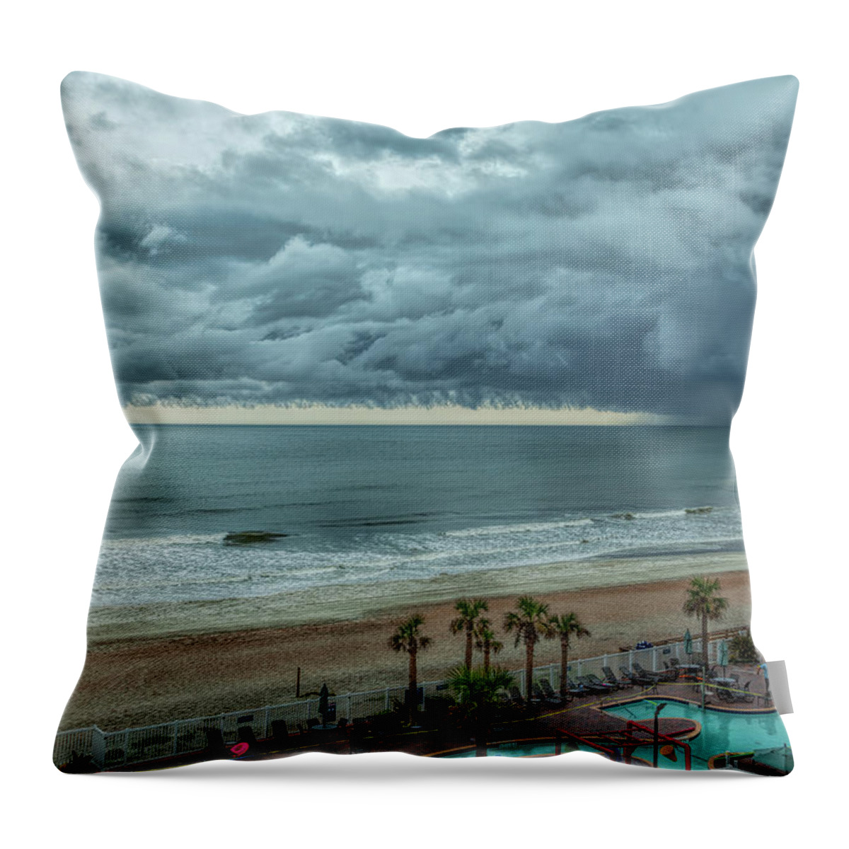 Beach Throw Pillow featuring the photograph The Pool is Closed by John M Bailey