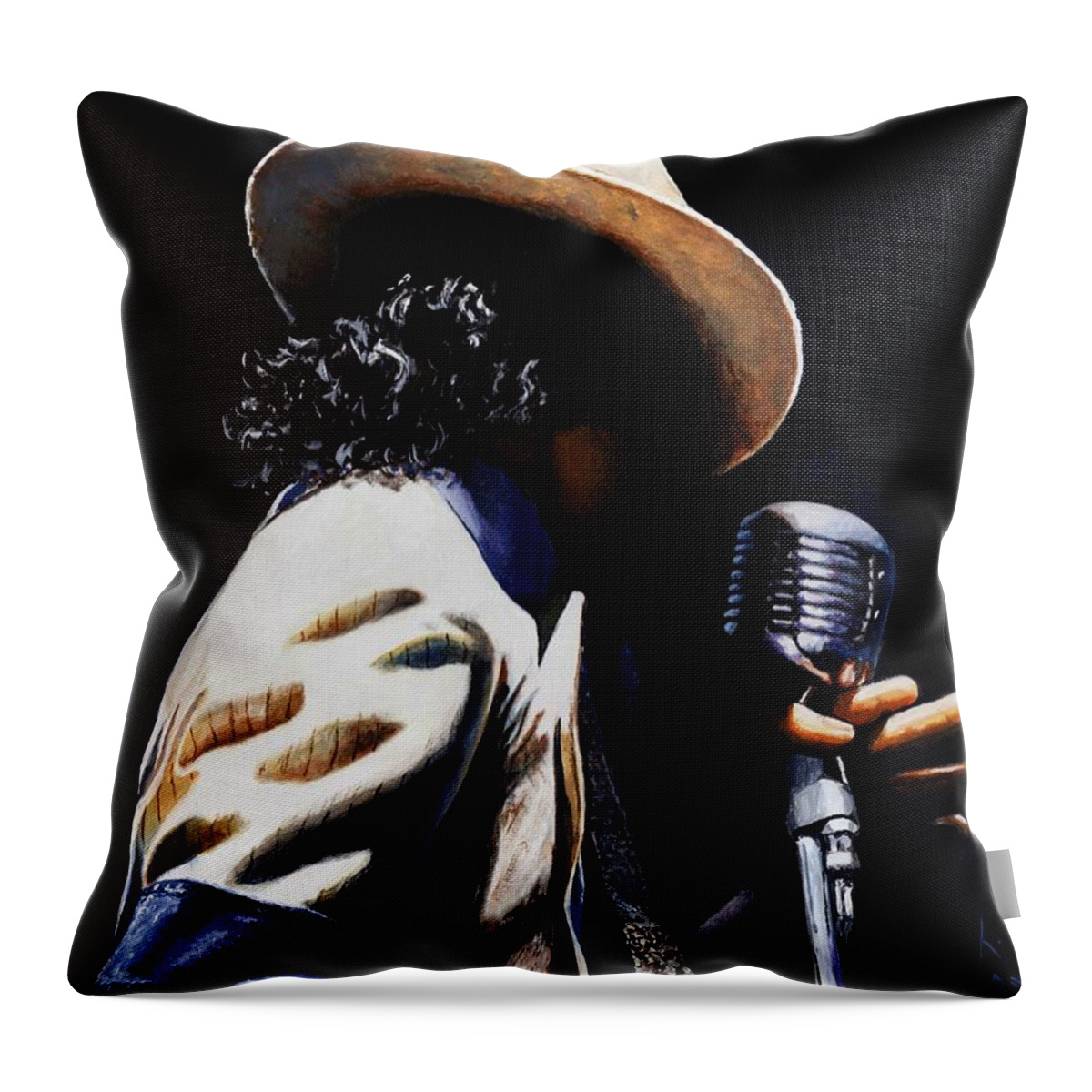 Portrait Throw Pillow featuring the painting The pop King by Emerico Imre Toth