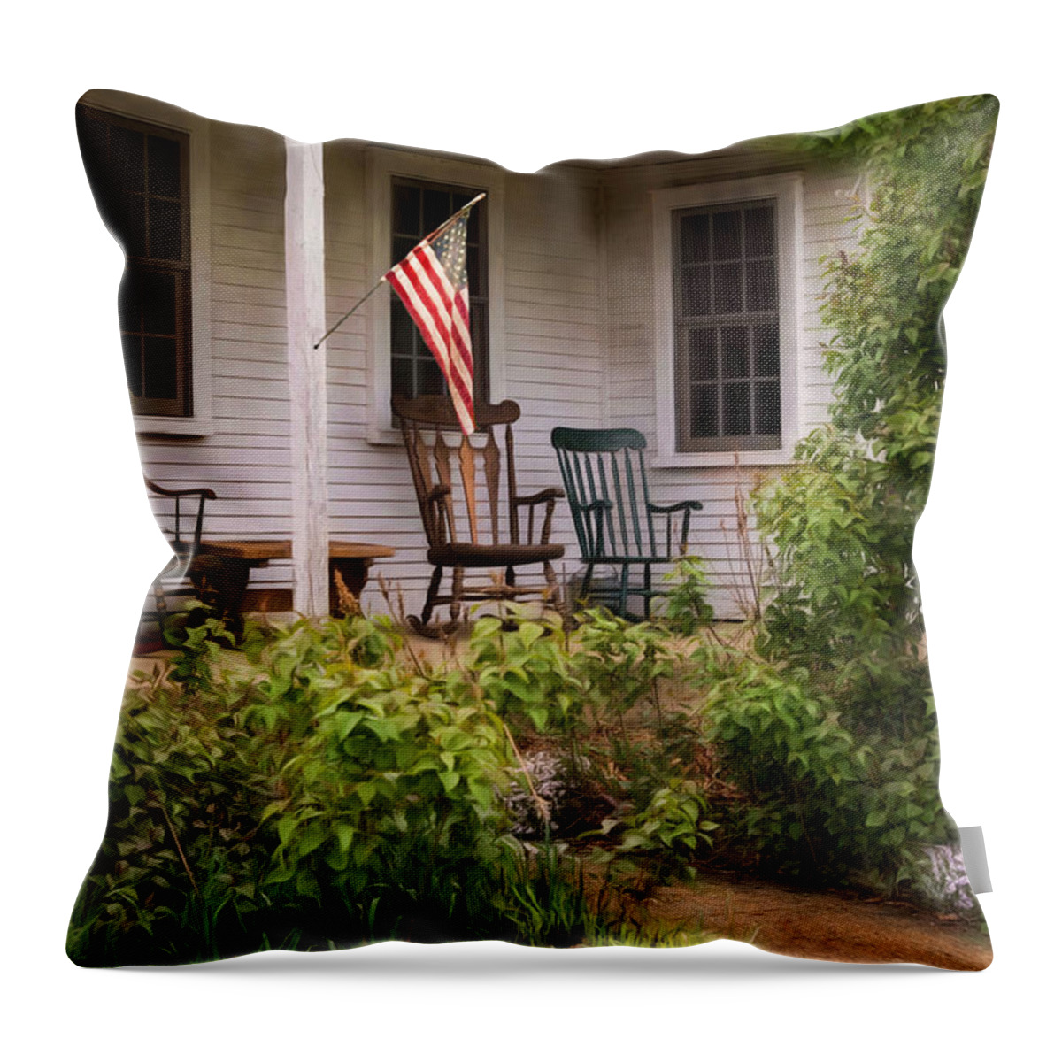 Americana Throw Pillow featuring the photograph The Porch by Robin-Lee Vieira