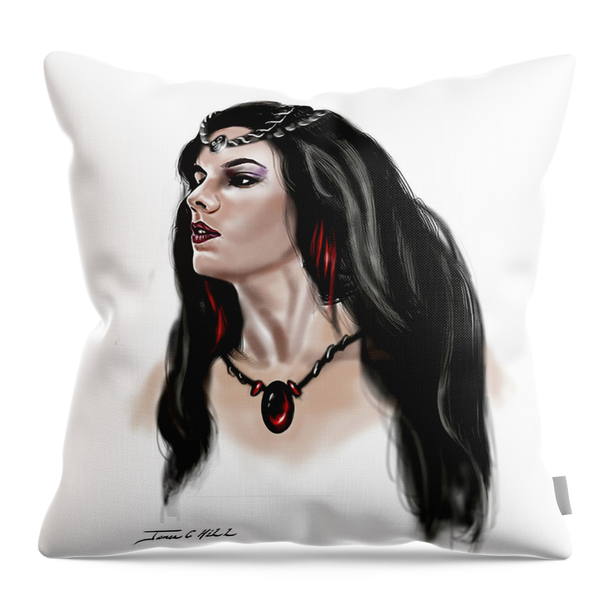 James C. Hill; James Christopher Hill; Gypsey Teague; Jameshillgallery.com; Morgana Throw Pillow featuring the painting The Princess Morgana by James Hill
