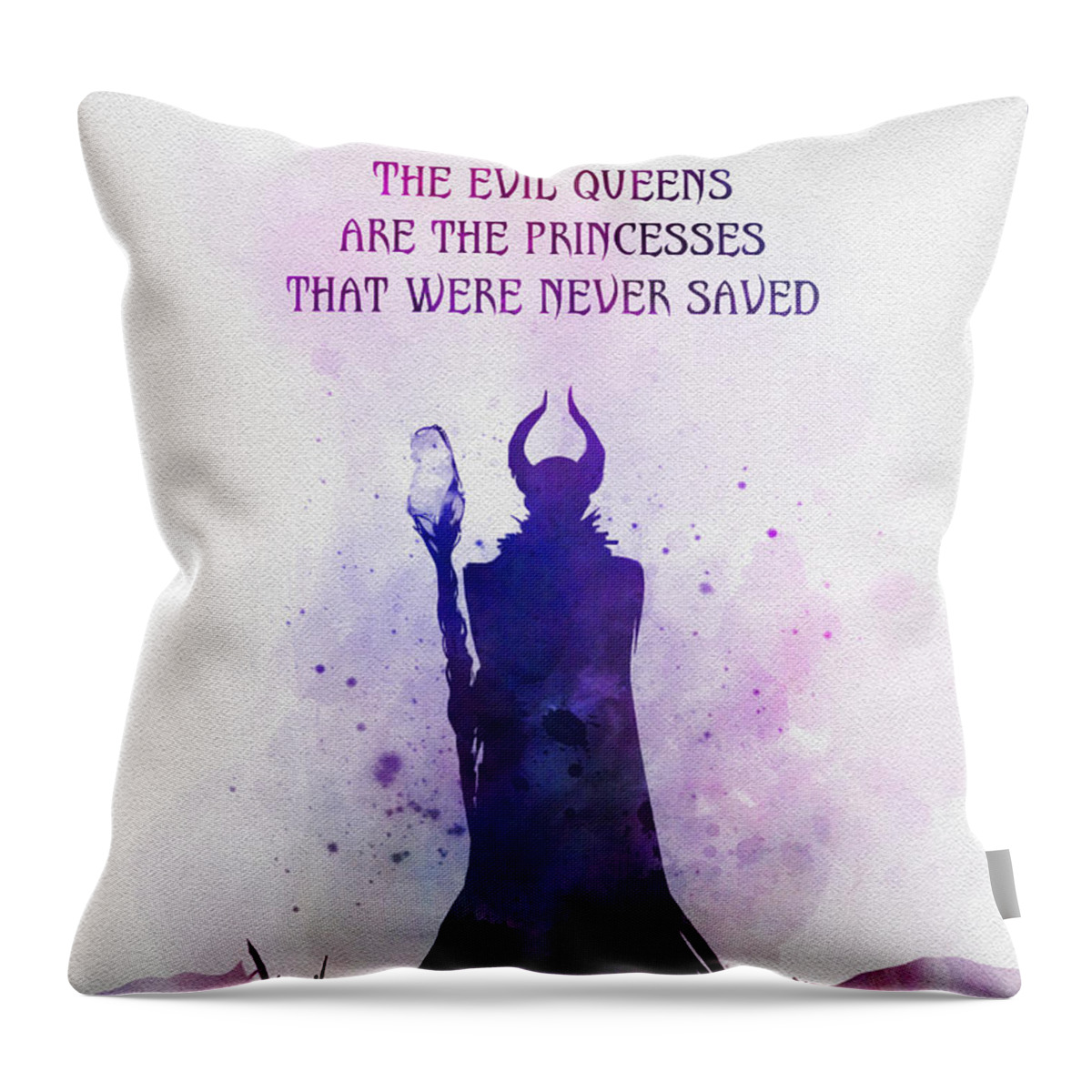 Maleficent Throw Pillow featuring the mixed media The Princess that was never saved by My Inspiration