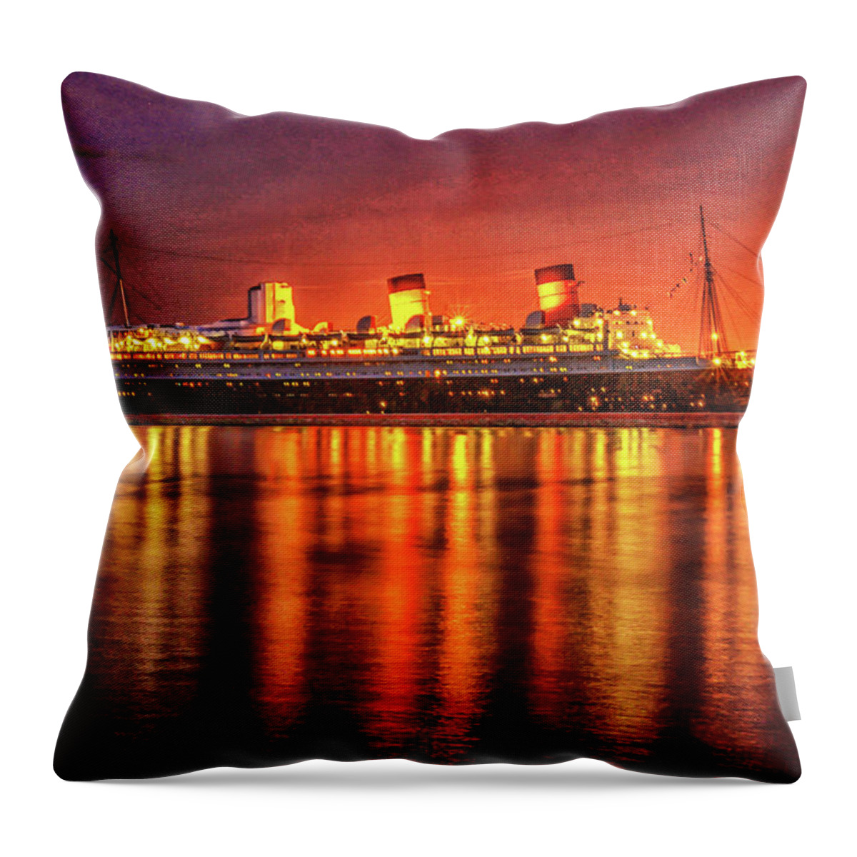 Queen Mary Throw Pillow featuring the photograph The Queen Mary by Robert Hebert