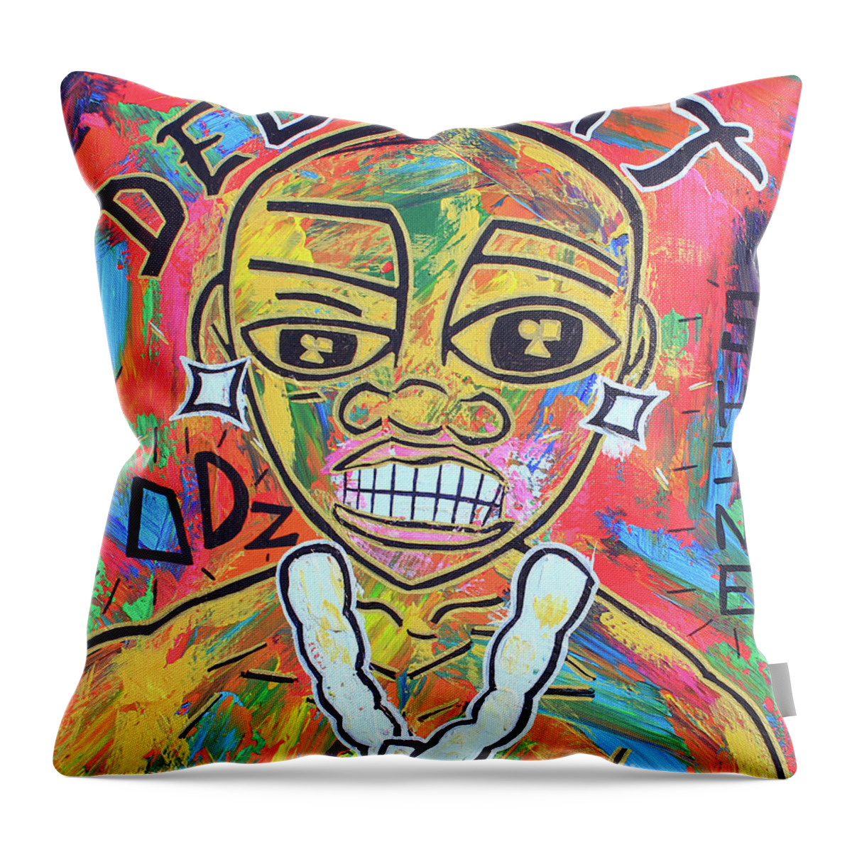Painting - Acrylic Throw Pillow featuring the painting The Rappers Delight by Odalo Wasikhongo