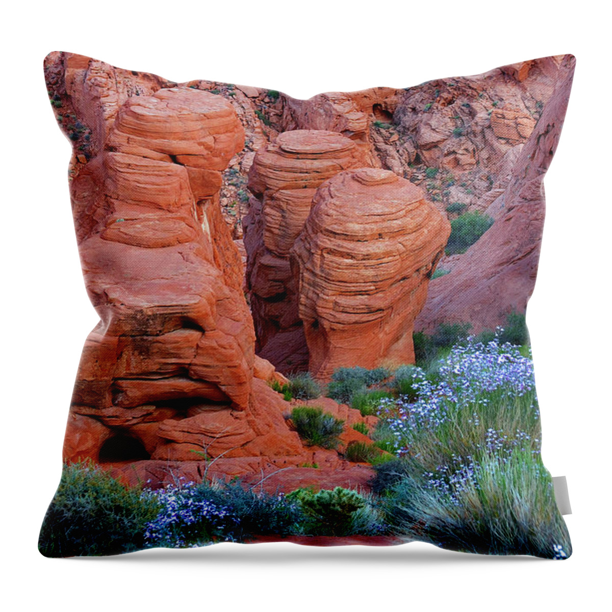 Flowers Throw Pillow featuring the photograph The Red and the Blue by Alexandra Till