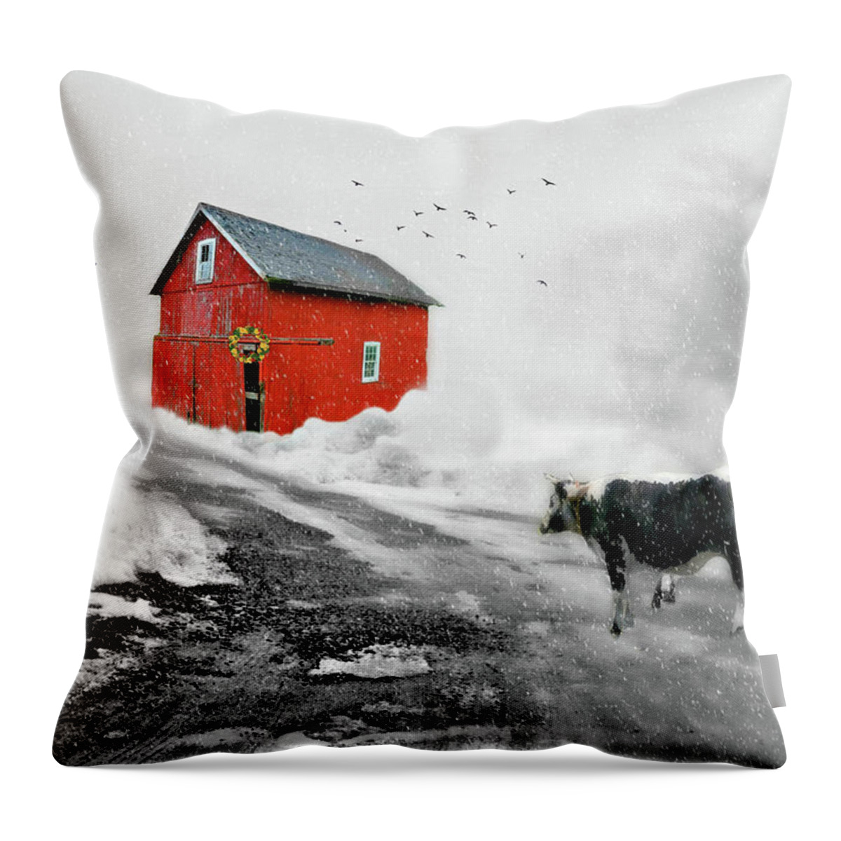 Connecticut Landscape Throw Pillow featuring the photograph The Red Red Barn by Diana Angstadt