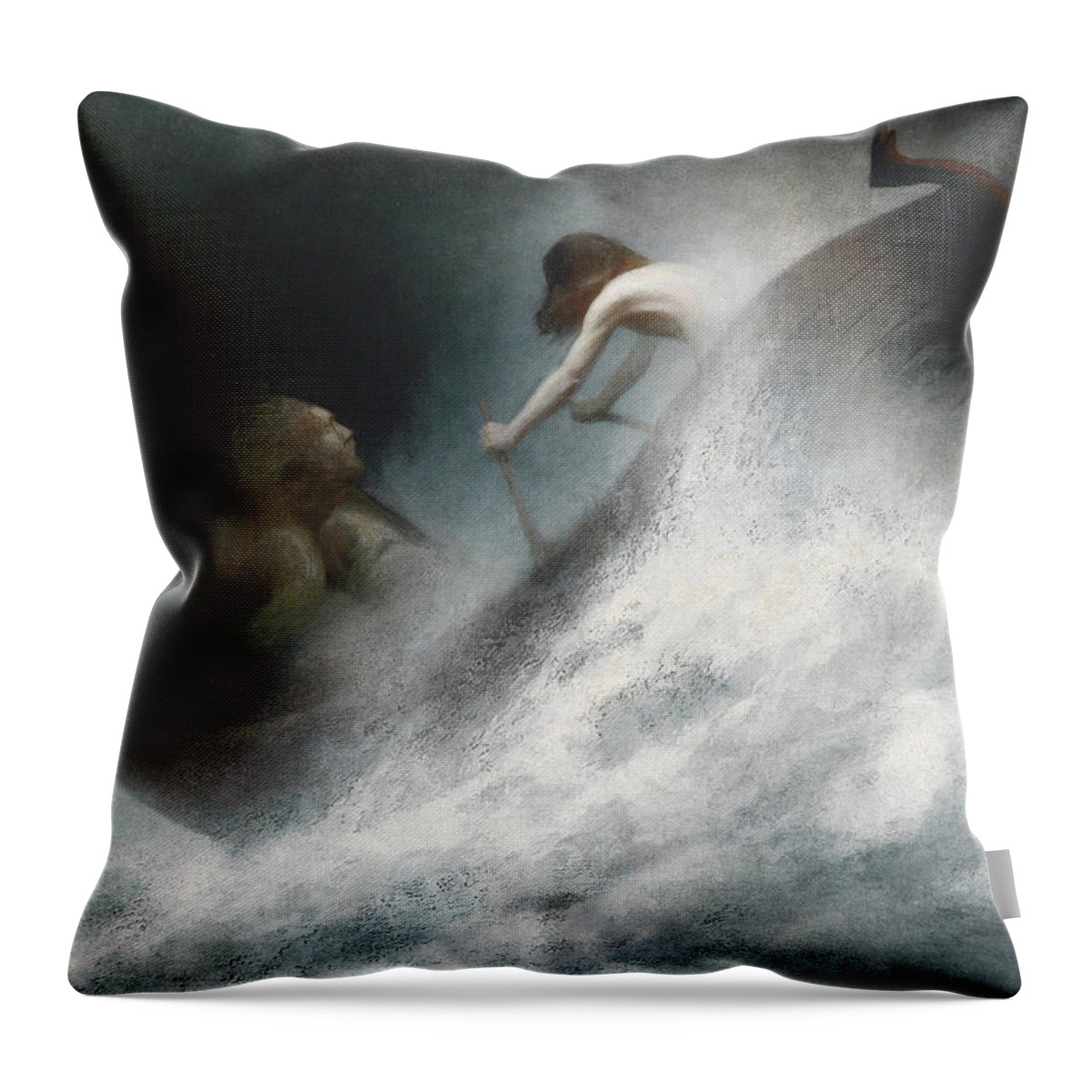 19th Century Art Throw Pillow featuring the painting The Rescue by Karl Wilhelm Diefenbach