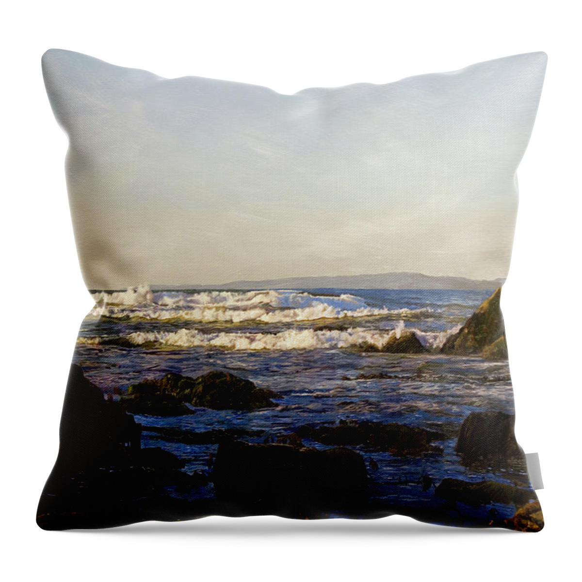Ocean Throw Pillow featuring the painting The Restless Sea by Kenneth Young