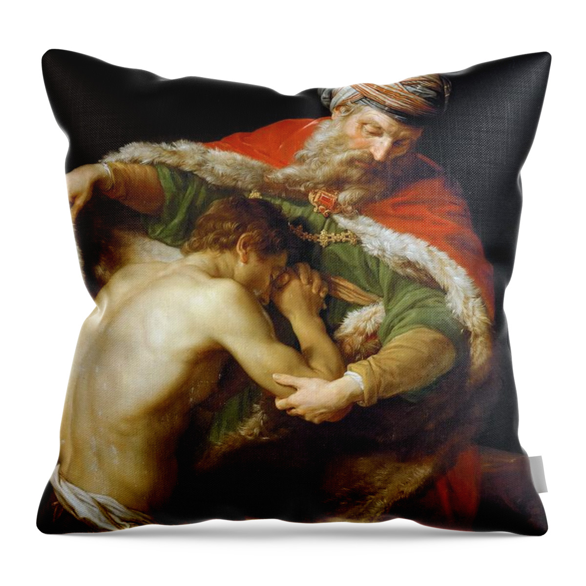 Pompeo Batoni Throw Pillow featuring the painting The Return of the Prodigal Son by Pompeo Batoni