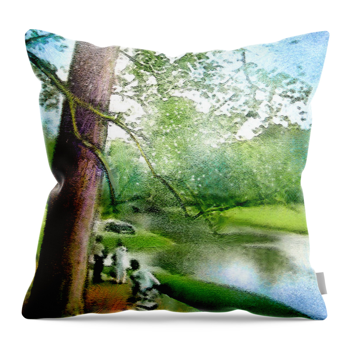 Portrait Throw Pillow featuring the painting The Return of The Tiger 03 - Walking on Water by Miki De Goodaboom