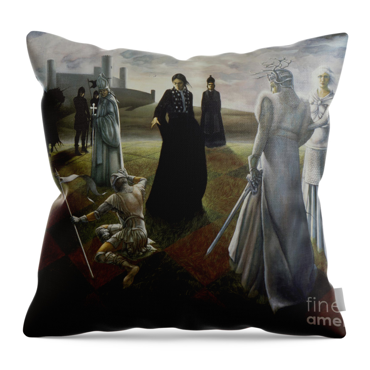 The Ringer Throw Pillow featuring the painting The Ringer by Jane Whiting Chrzanoska