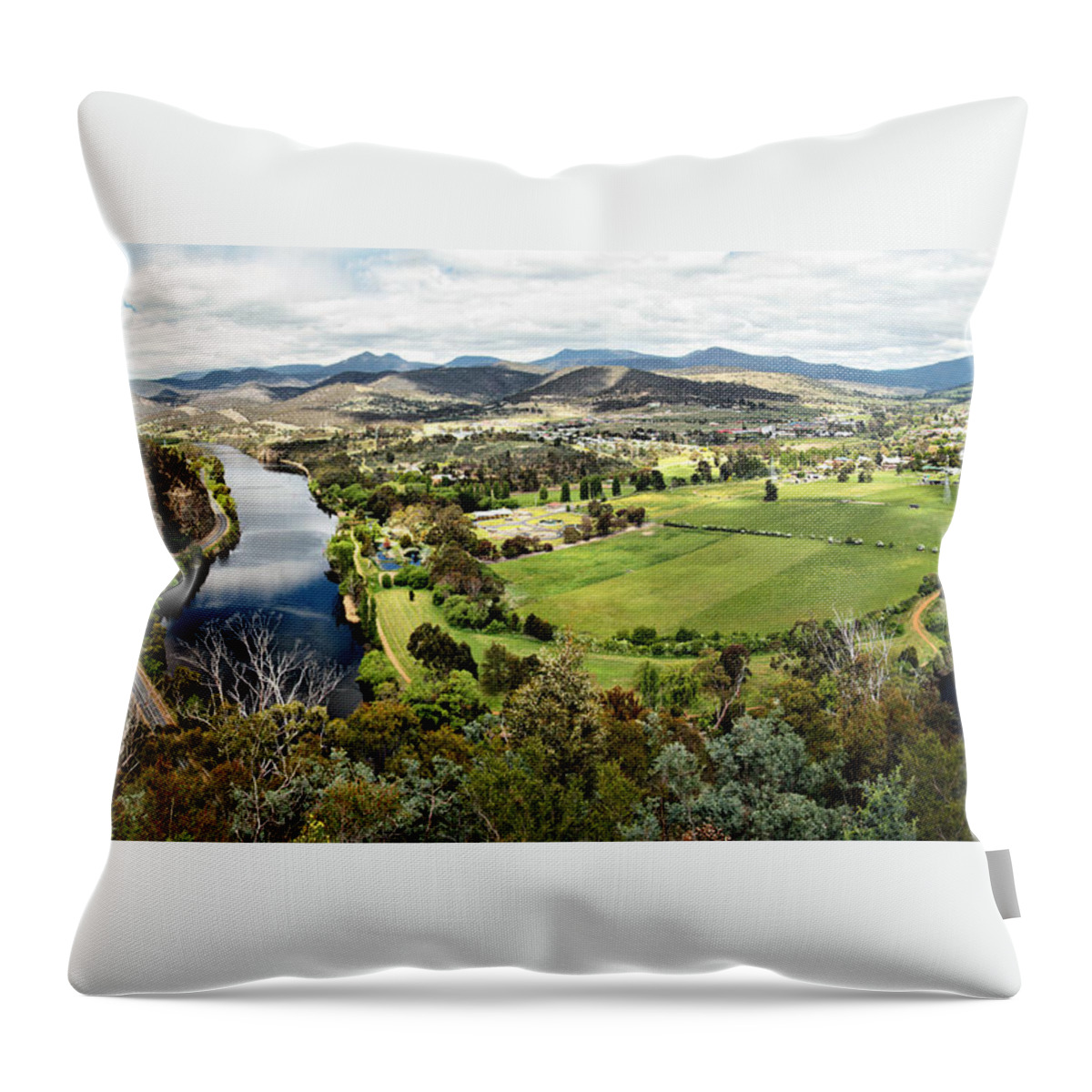 River Derwent Throw Pillow featuring the photograph The River Meanders by Sandra Cockayne ADPS