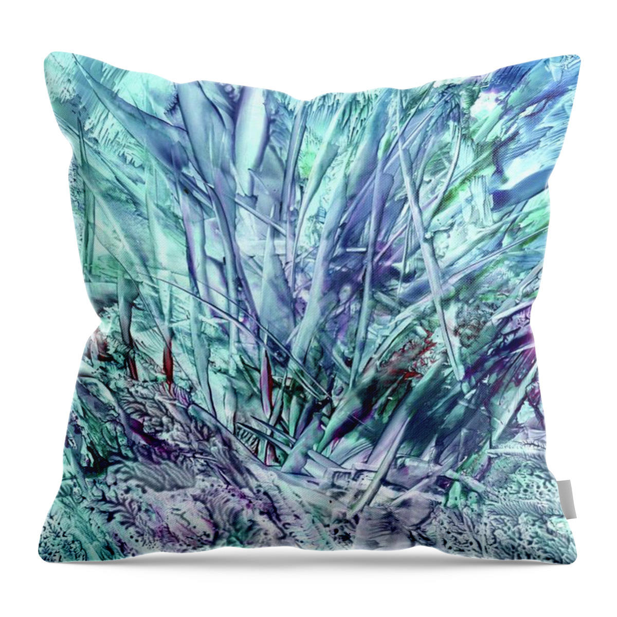Tall Grasses Throw Pillow featuring the mixed media The Road Less Traveled by Eunice Warfel