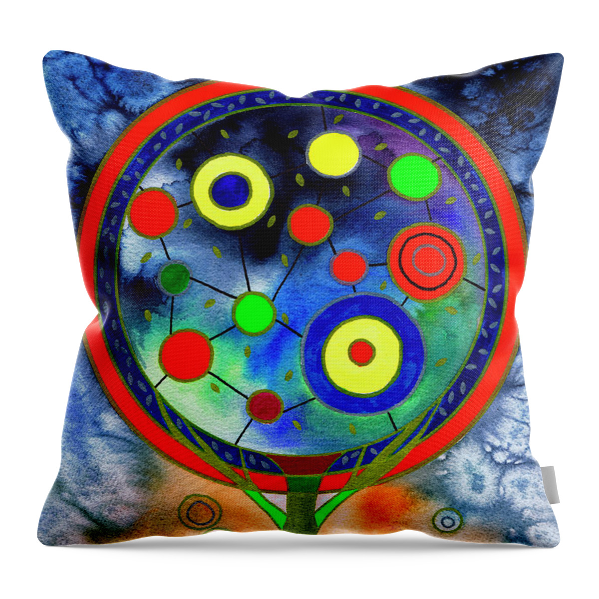 Watercolor Throw Pillow featuring the painting The round tree by Isabel Salvador