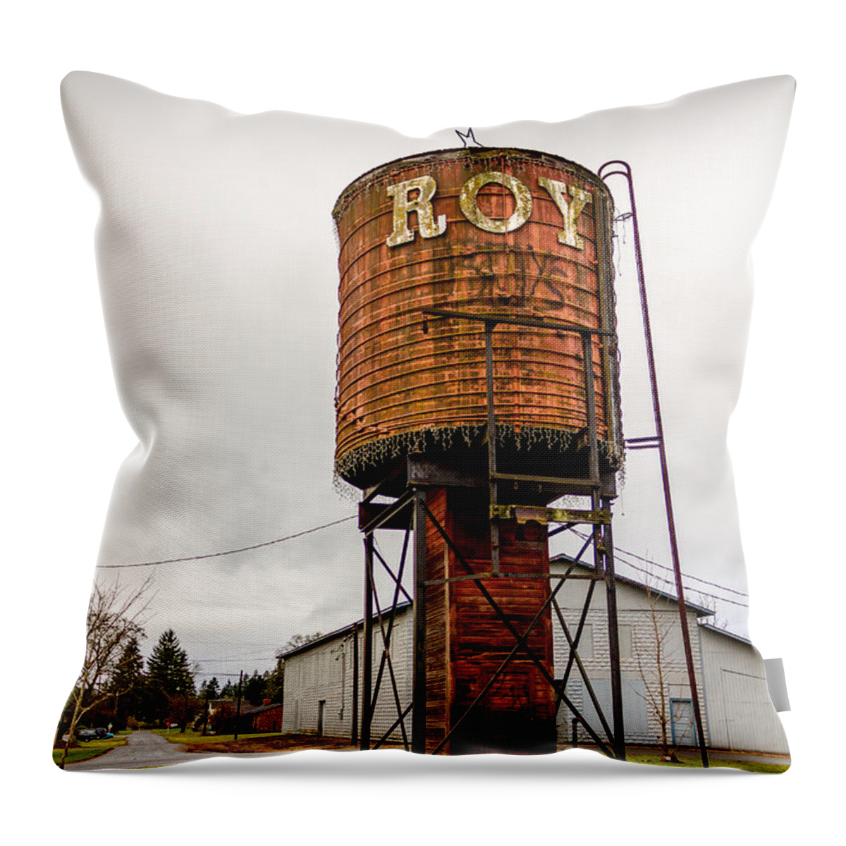 Roy Throw Pillow featuring the photograph The Roy Water Tower by Rob Green