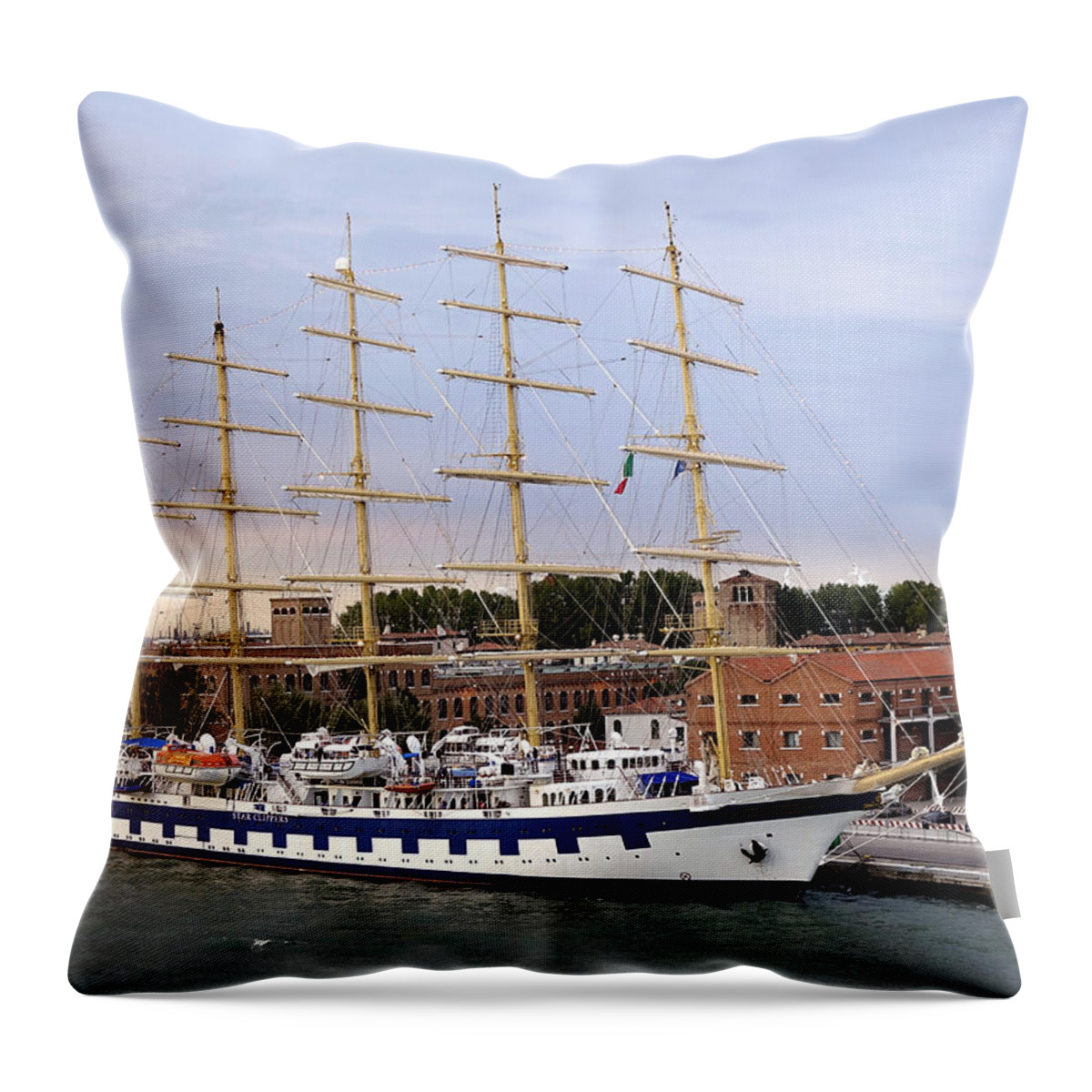 Star Cruise Line Throw Pillow featuring the photograph The Royal Clipper Docked In Venice Italy by Rick Rosenshein