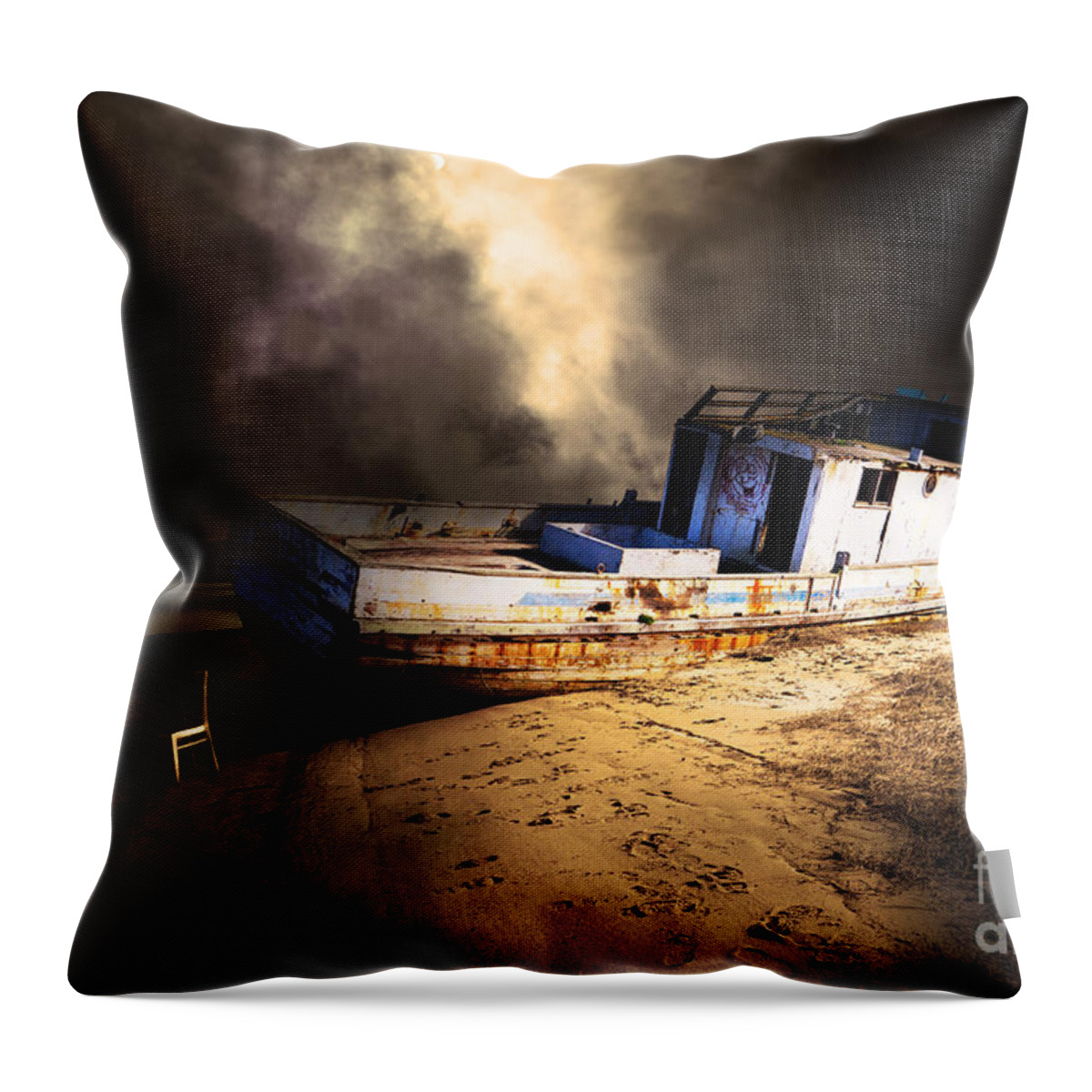 Wingsdomain Throw Pillow featuring the photograph The Sea Never Gives Up Her Dead DSC2099 Partial Sepia by San Francisco