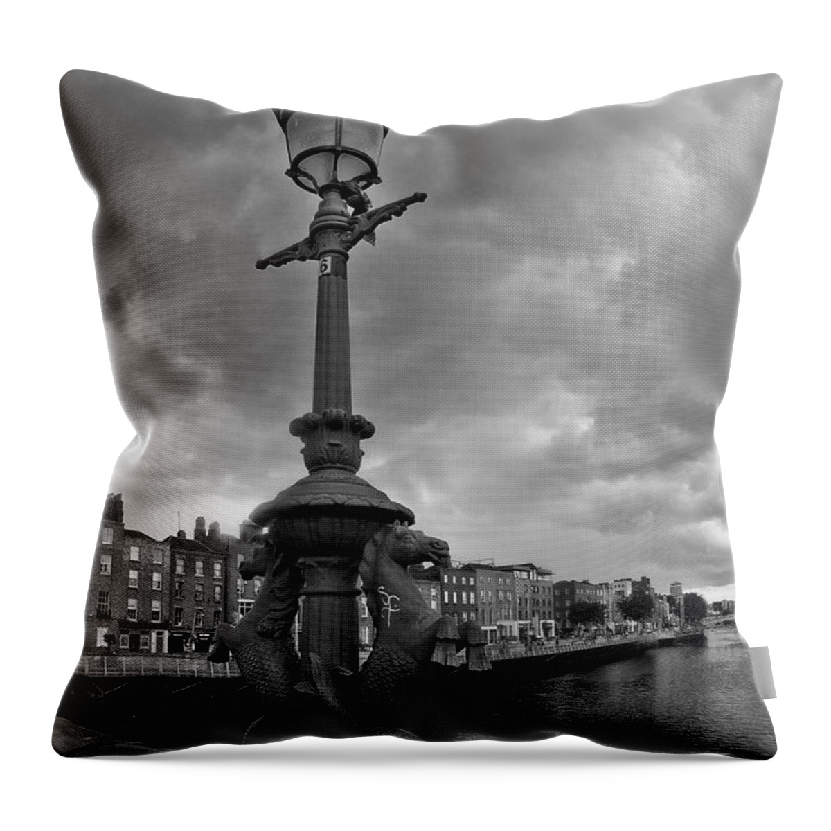 Seahorses Throw Pillow featuring the photograph The Seahorses 2 v7 bw by Alex Art