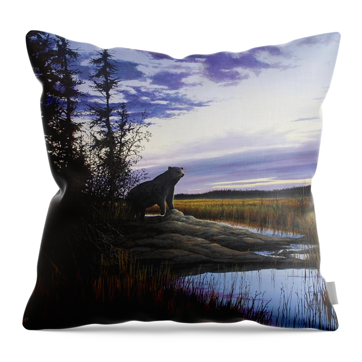 Bear Throw Pillow featuring the painting The Search by Anthony J Padgett