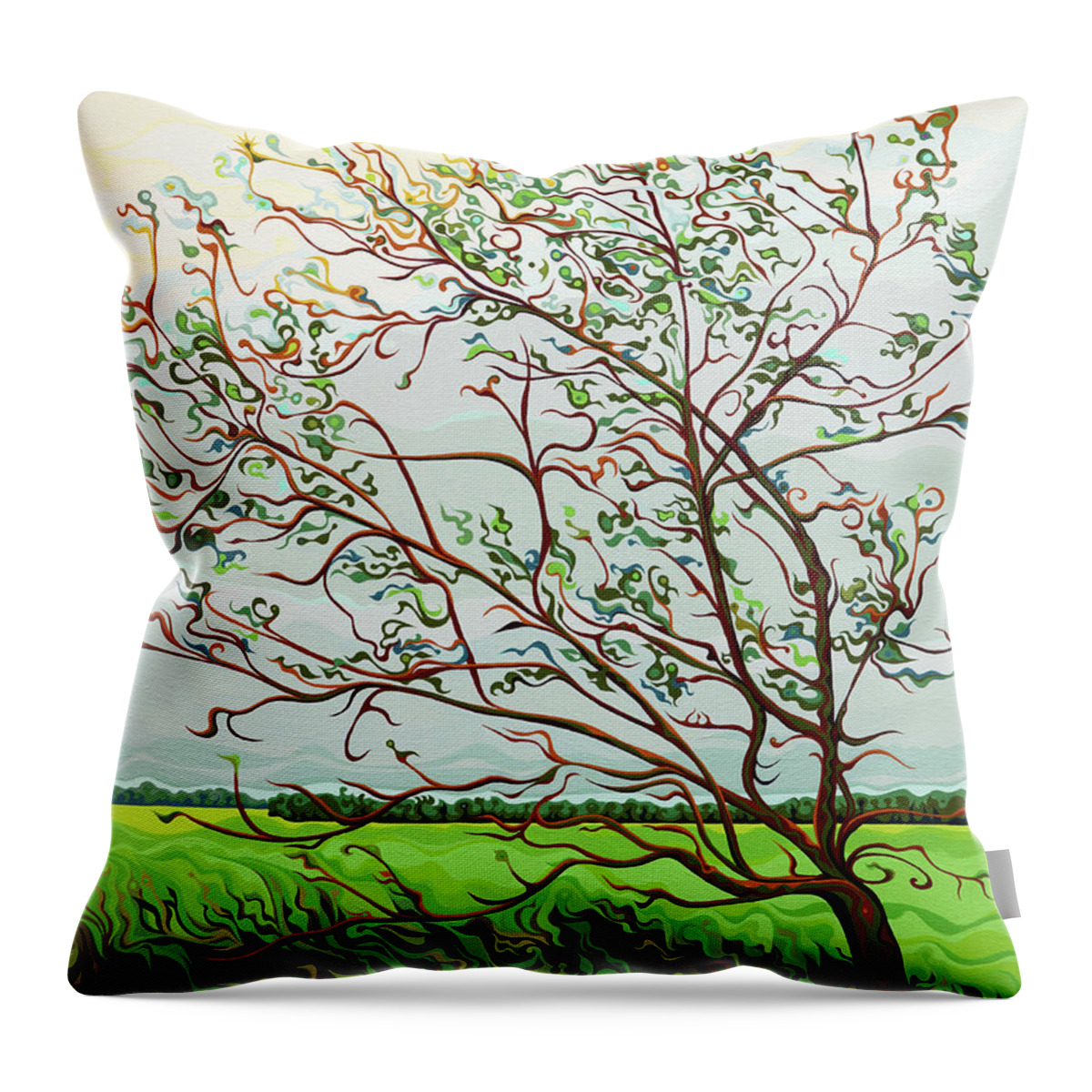 Tree Throw Pillow featuring the painting The Seasonal IndusTree by Amy Ferrari